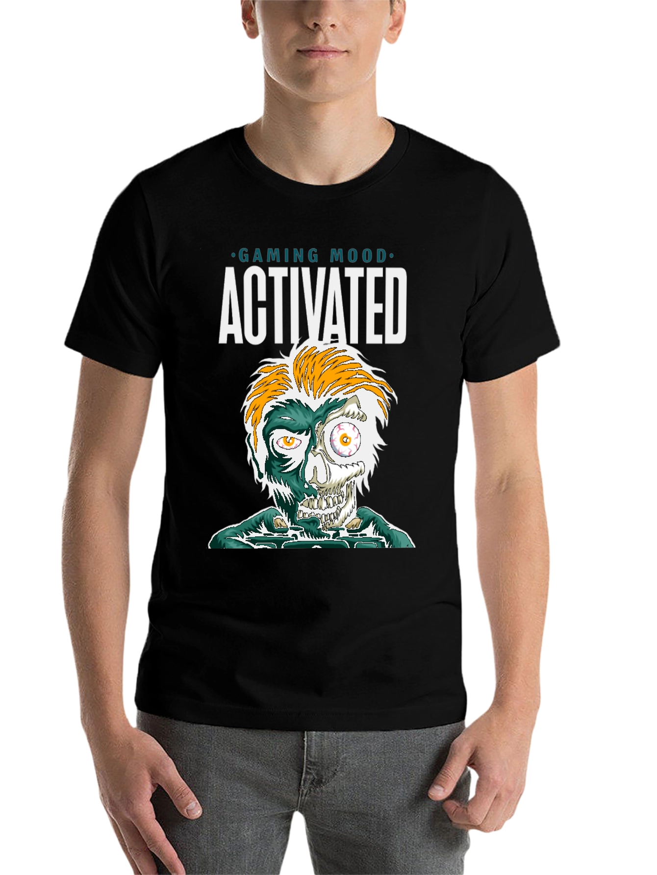 Black Gaming Mood Activated Graphic Tee - Gamer Shirt view 7