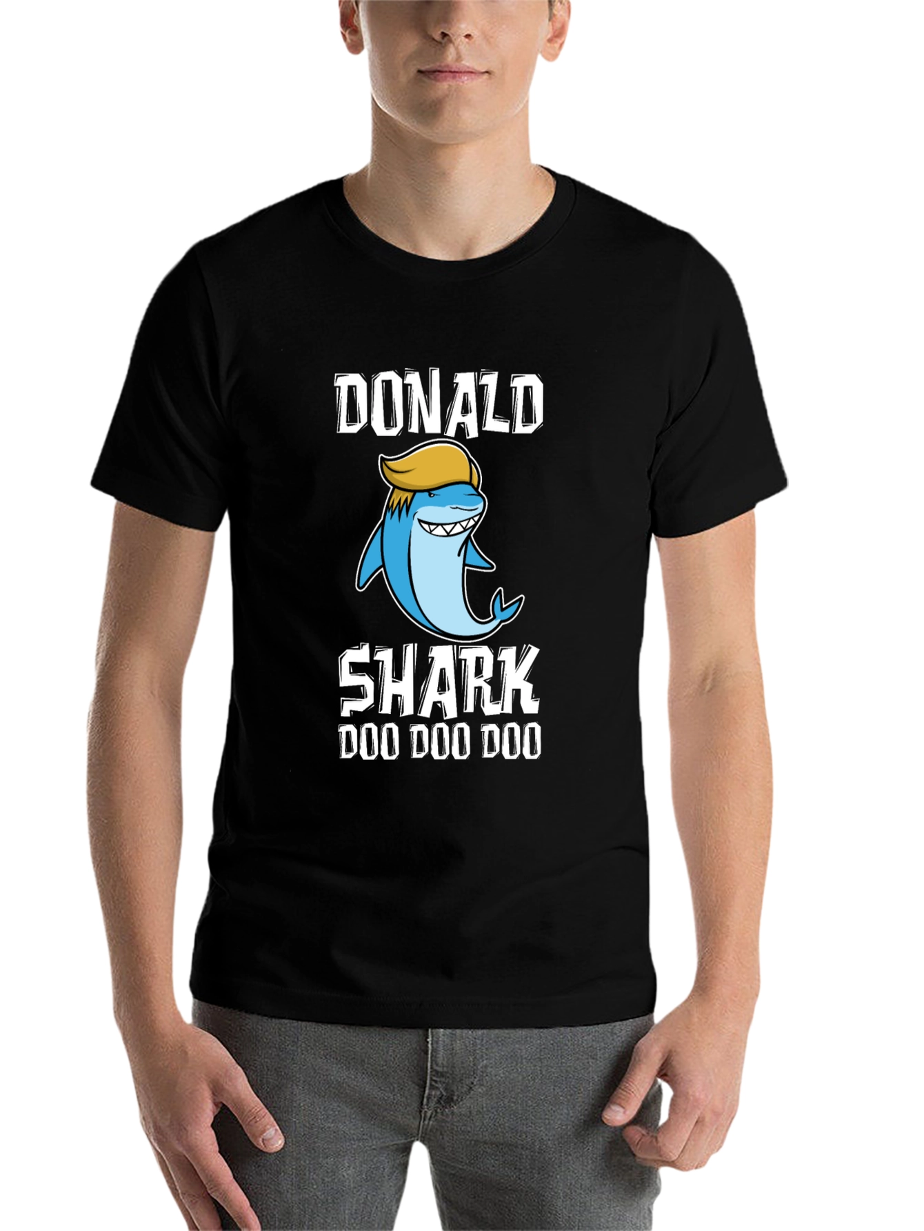 Black Donald Shark T-Shirt - Doo Doo Doo view 7