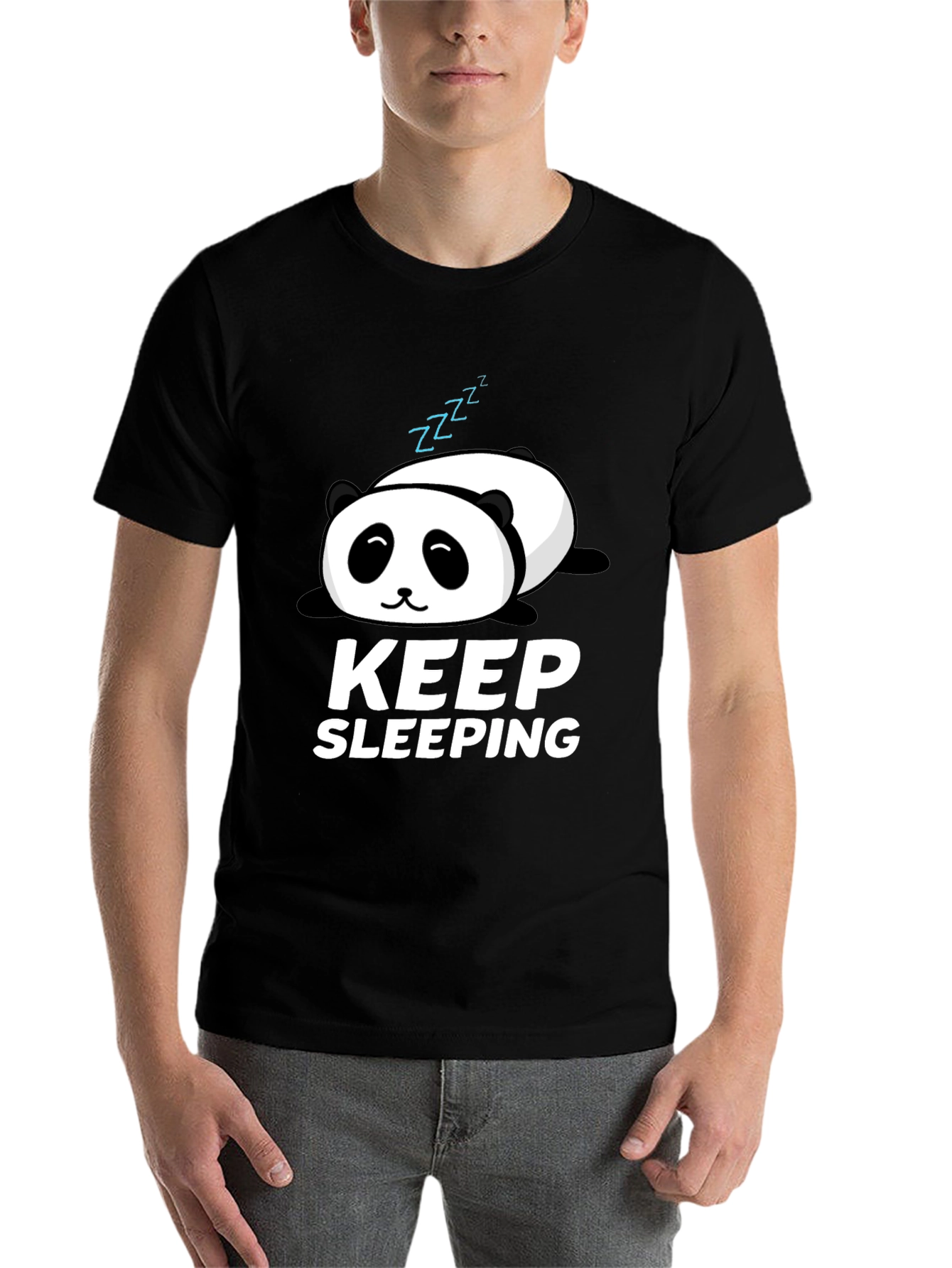 Black Keep Sleeping Panda Graphic T-Shirt - Relaxed Fit view 7