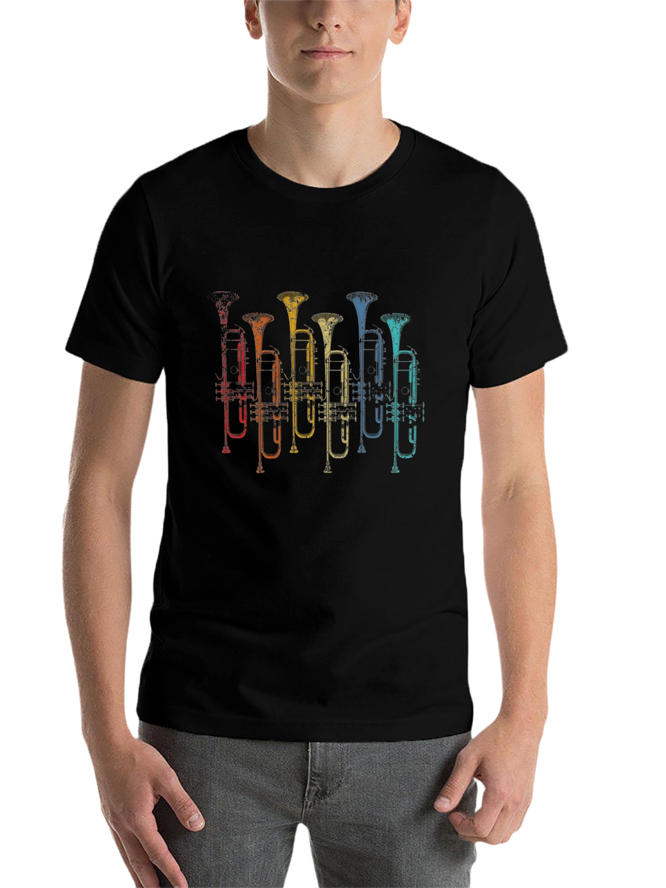 Black Retro Trumpet T-Shirt - Music Lover Tee view 7