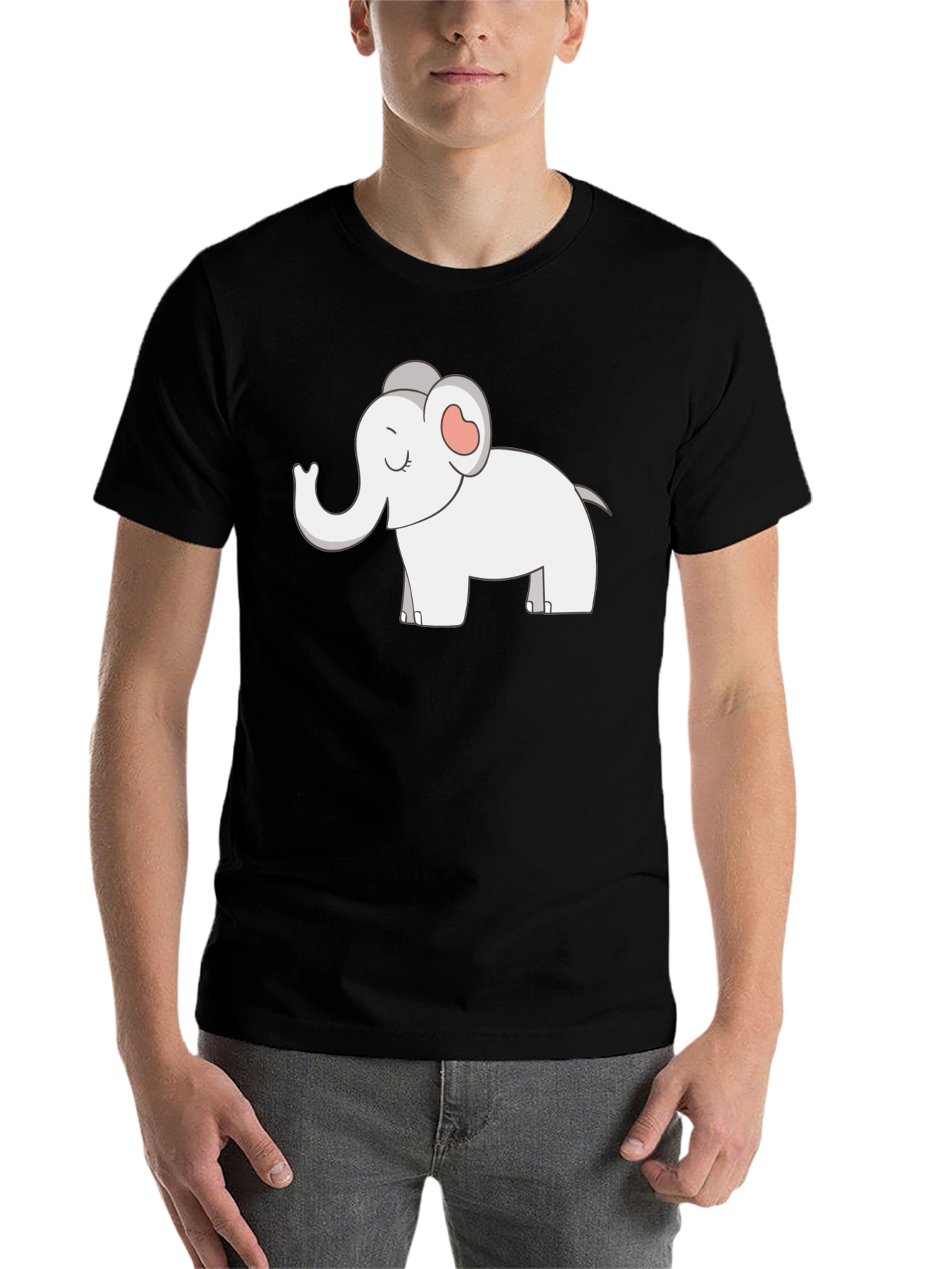 Black Elephant Graphic T-Shirt - Cute Cartoon Design view 7