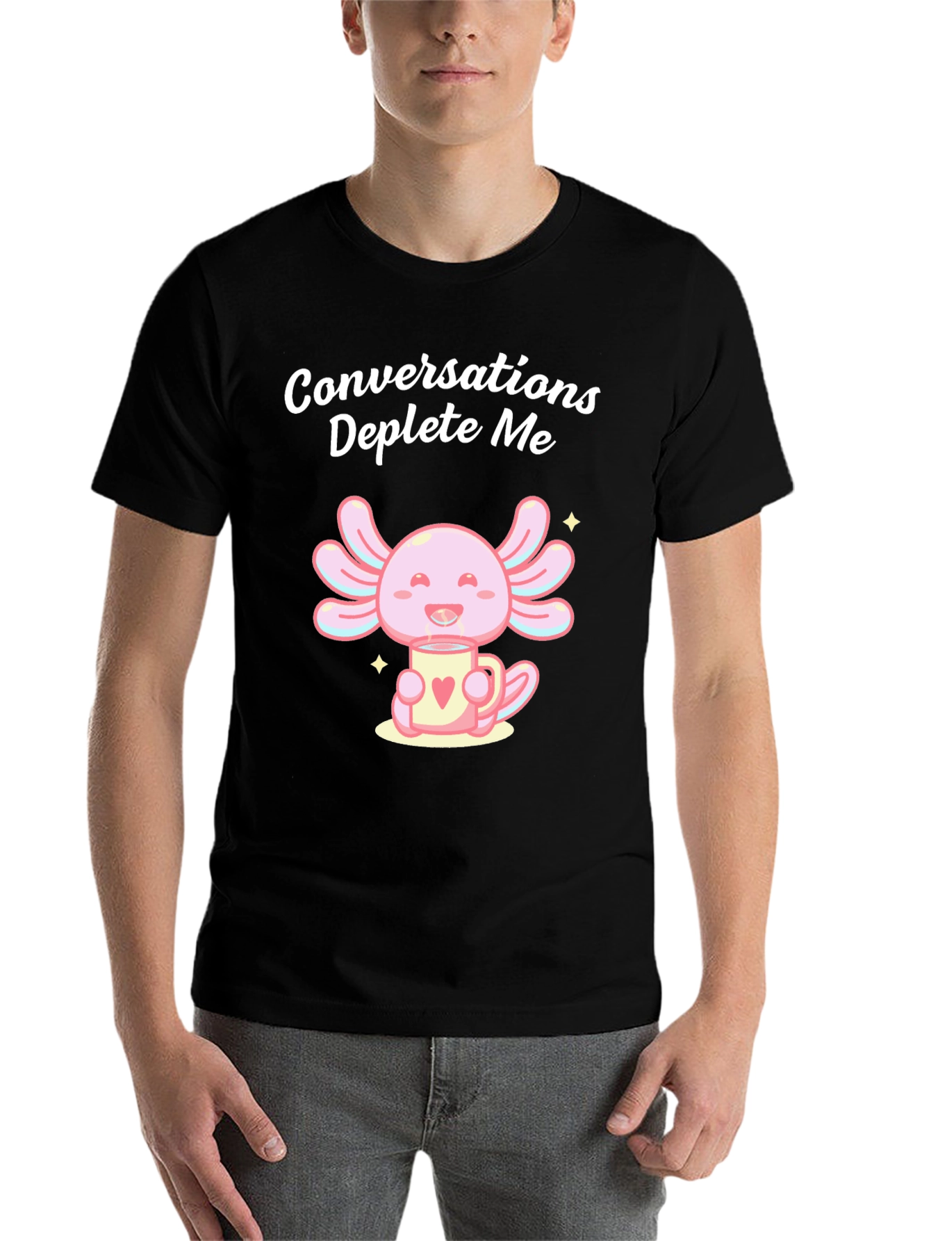 Black Conversations Deplete Me Axolotl T-Shirt view 7