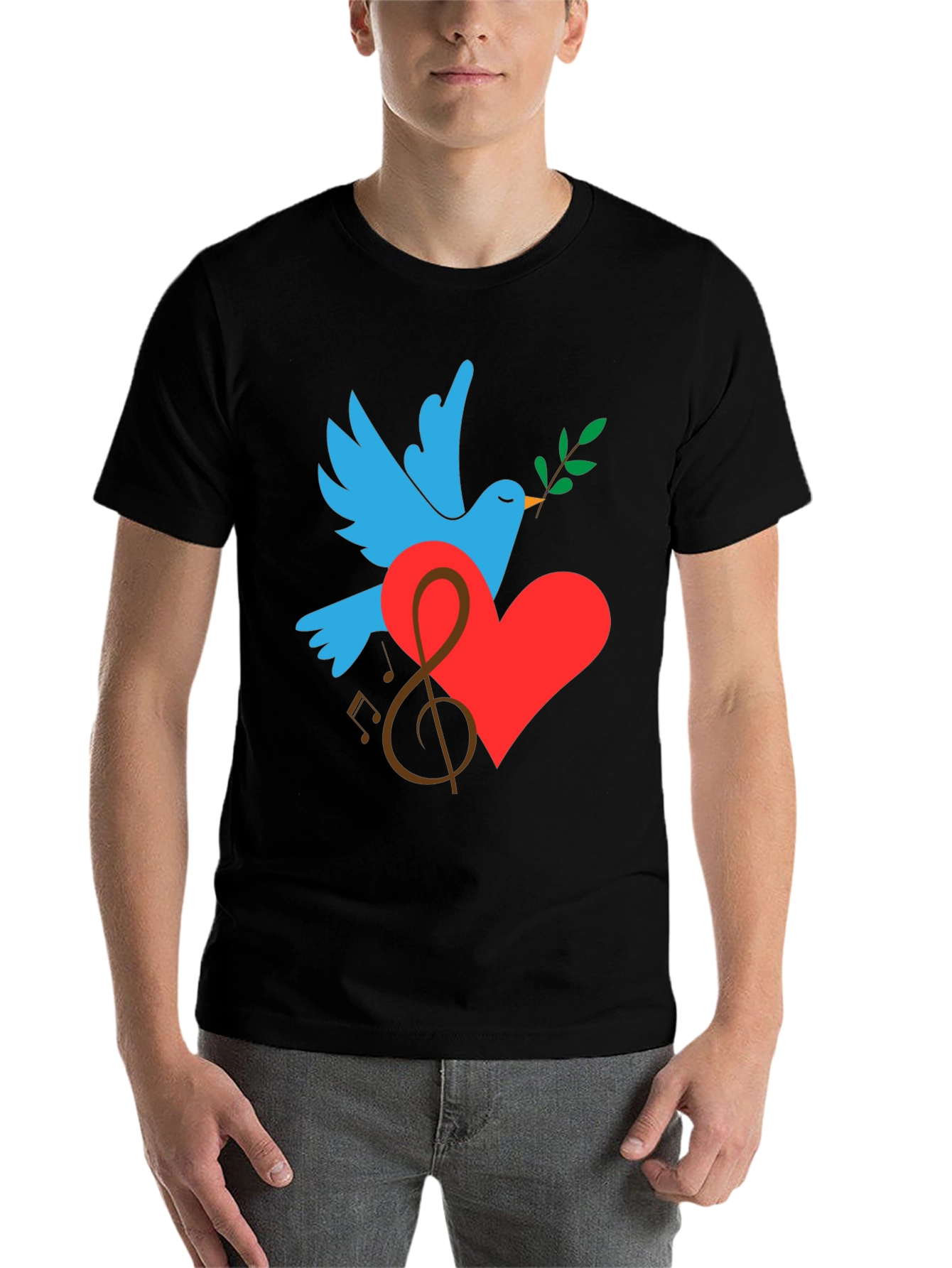 Black Peace Dove Graphic Print Black T-Shirt view 7