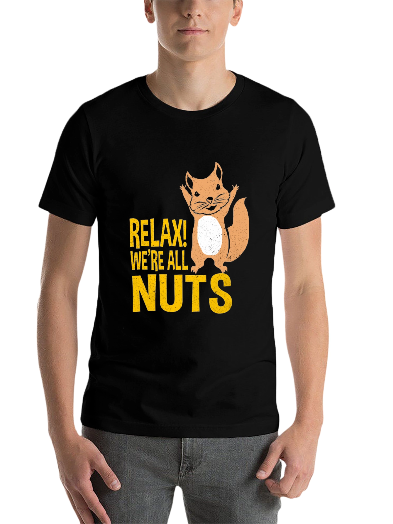 Black Relax! We're All Nuts Graphic Tee - Black view 7