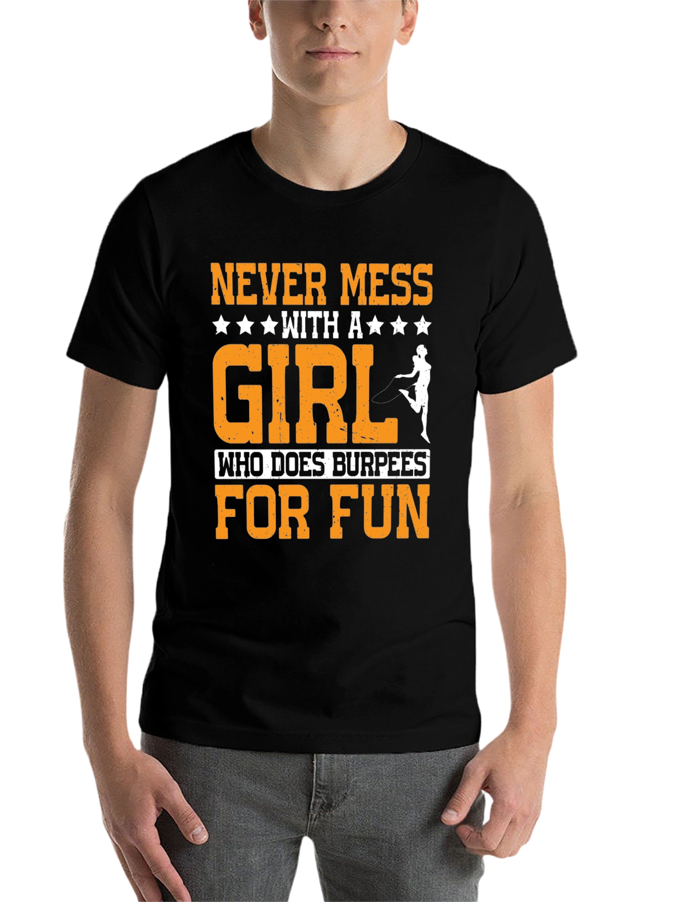 Black Never Mess with Burpees Girl T-Shirt view 7
