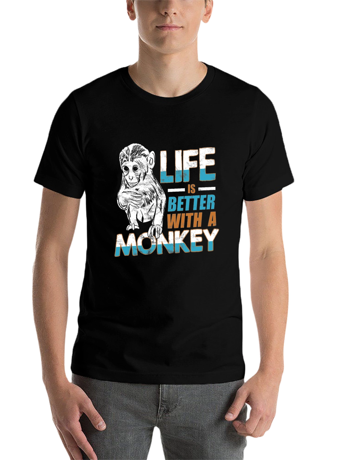 Black Life is Better Monkey Graphic Tee view 7
