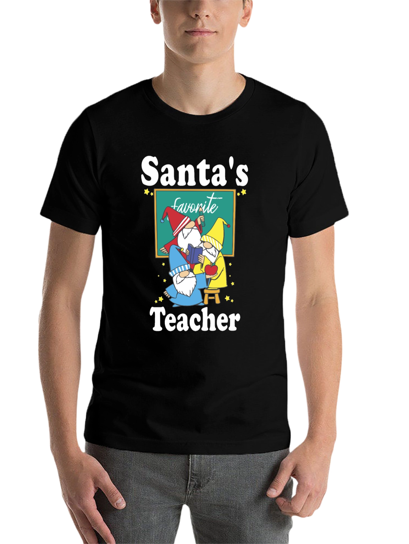 Black Santa's Favorite Teacher T-Shirt view 7
