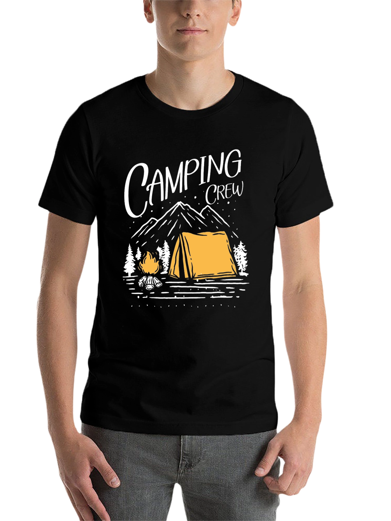 Black Camping Crew Graphic Tee - Outdoor Adventure Shirt view 7