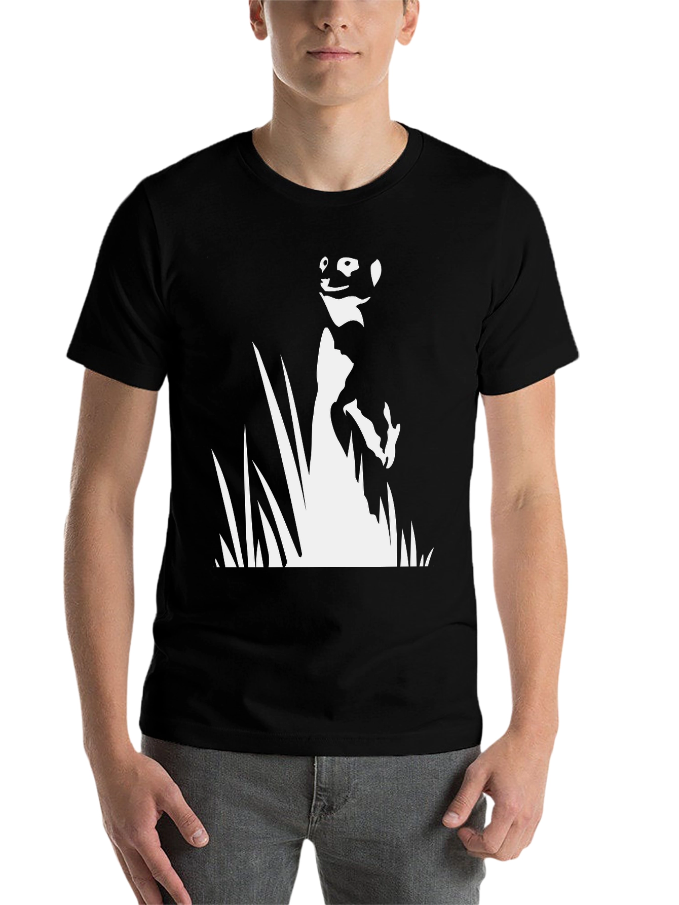 Black Meerkat Silhouette Graphic Tee - Black Cotton T-Shirt view 7