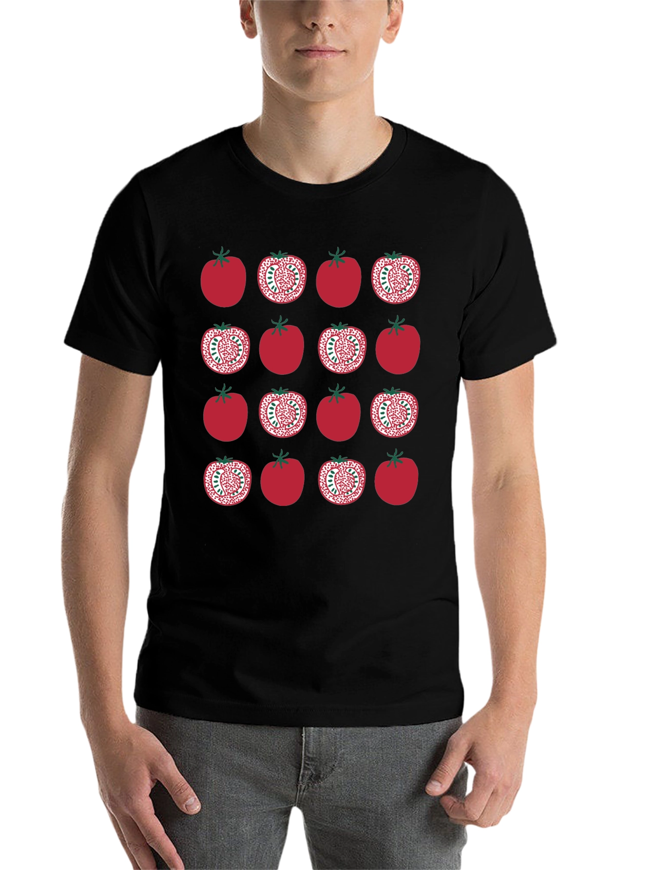 Black Tomato Pattern Black T-Shirt view 7