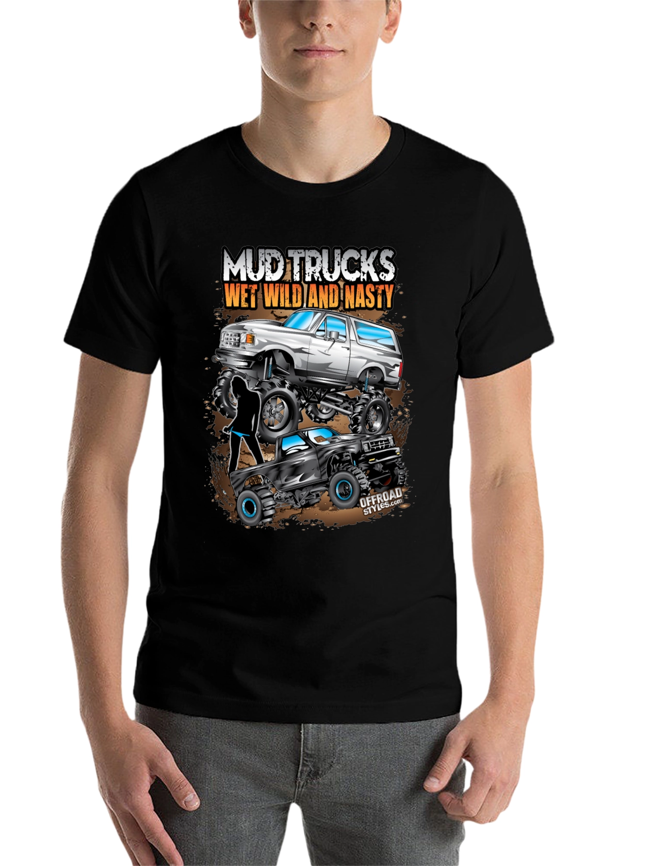 Black Mud Trucks T-Shirt: Wet, Wild, and Nasty Off-Road Style view 7