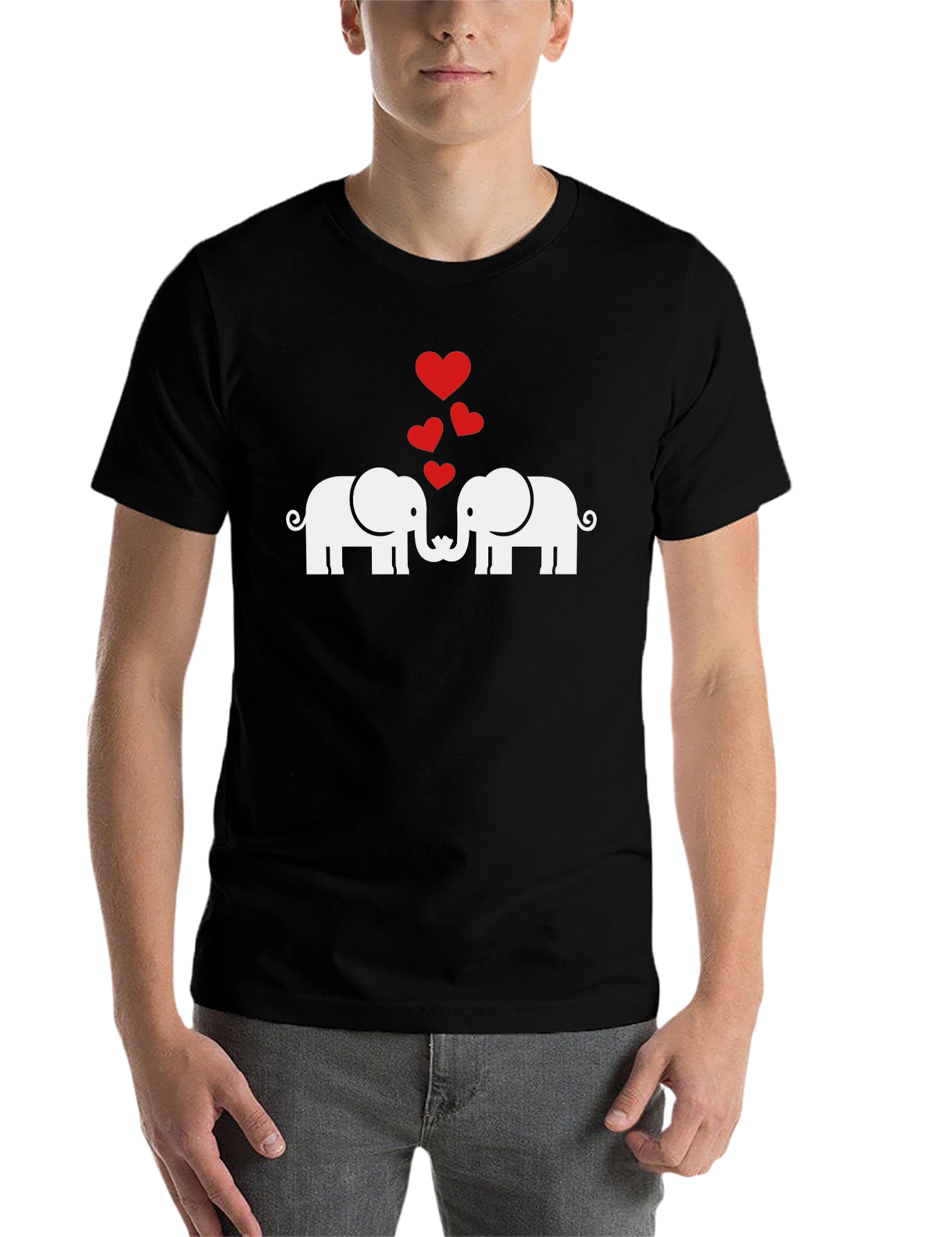 Black Elephant Love Graphic T-Shirt - Soft Cotton Blend view 7