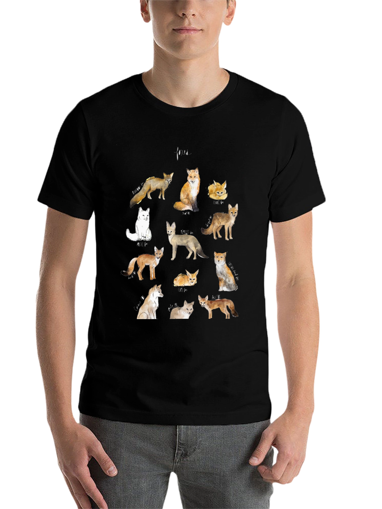 Black Fox Watercolor Graphic Tee - Unisex Casual T-Shirt view 7