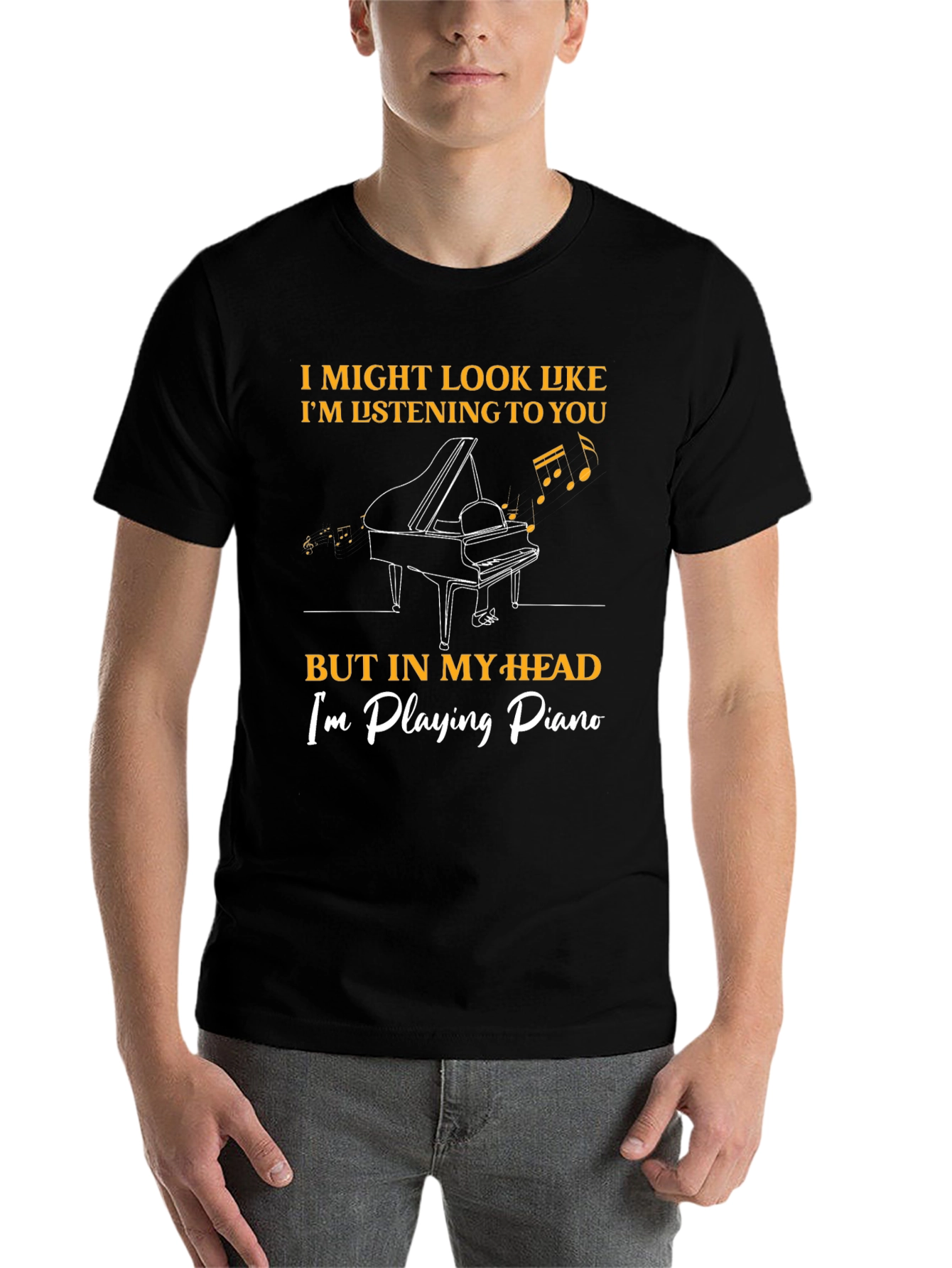Black Piano Player T-Shirt - Musician Humor Tee view 7