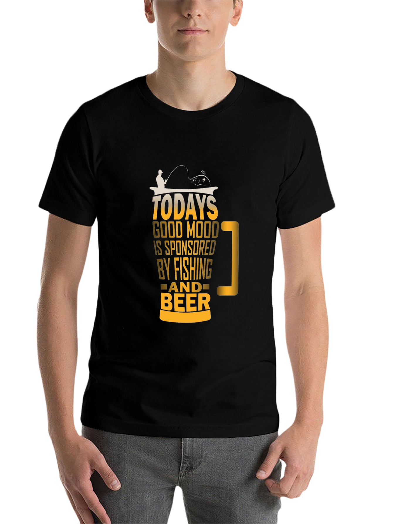 Black Fishing and Beer T-Shirt - Today's Good Mood view 7