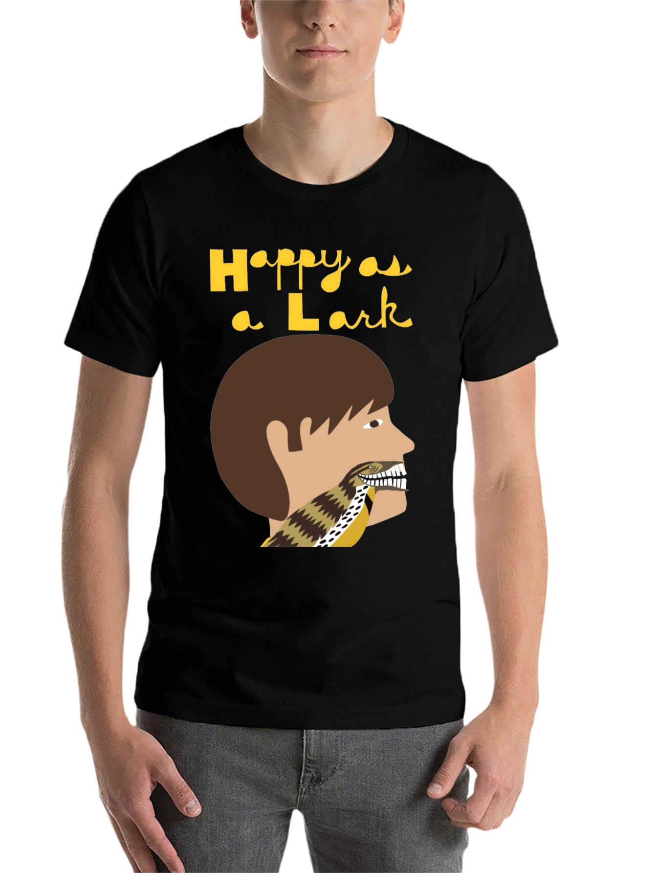 Black Happy as a Lark T-Shirt view 7