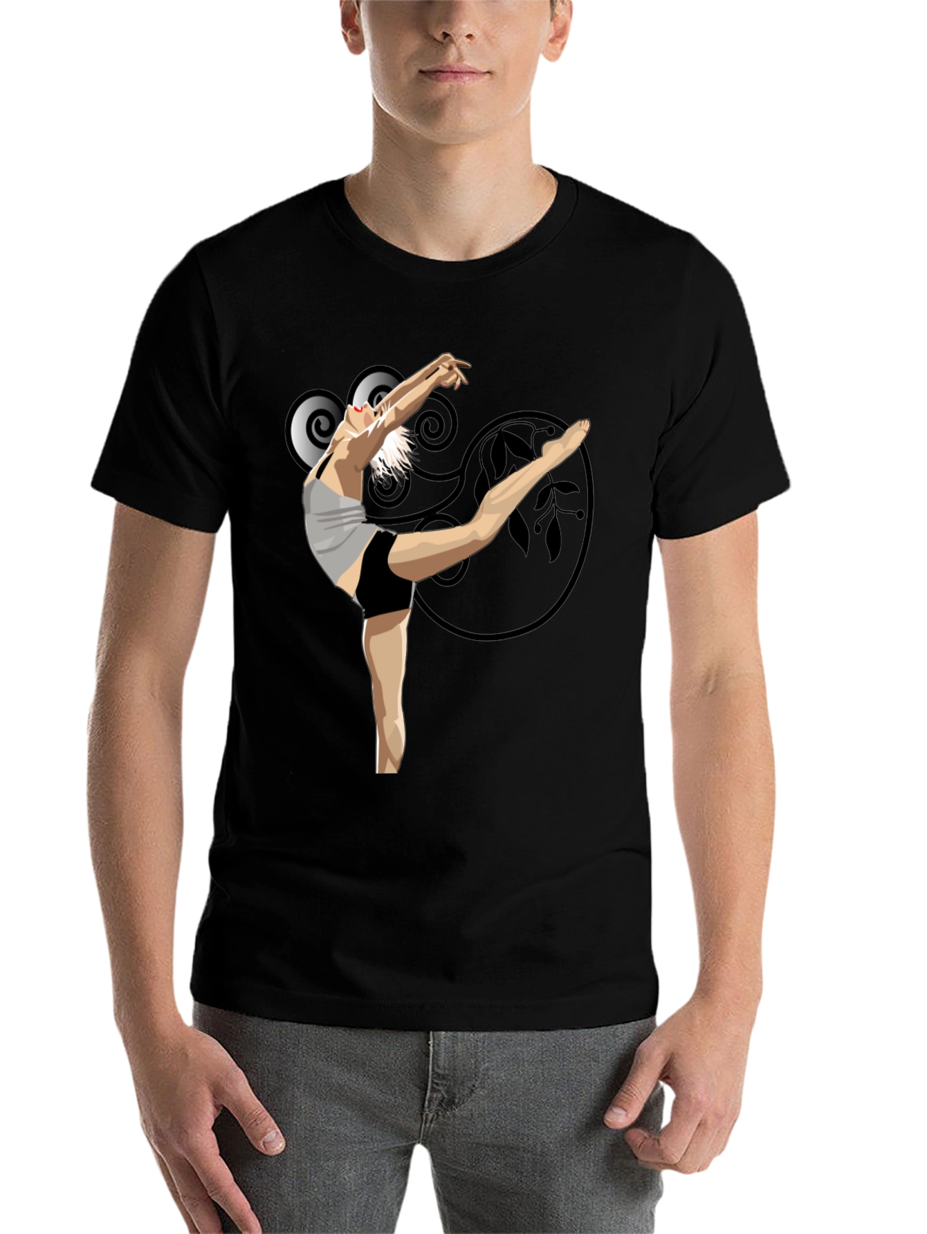 Black Ballet Dancer Graphic Black T-Shirt view 7
