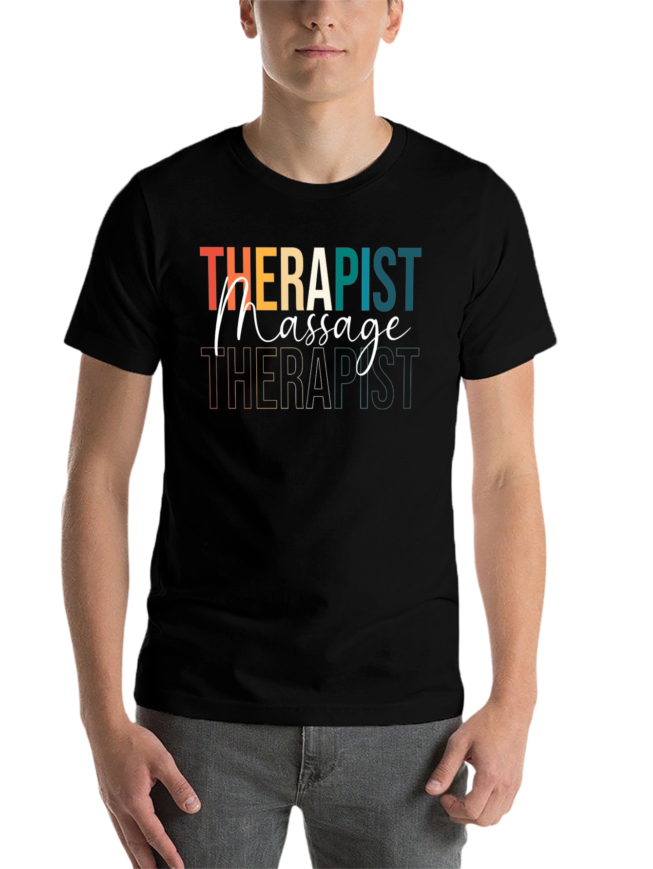 Black Massage Therapist T-Shirt Retro Design view 7