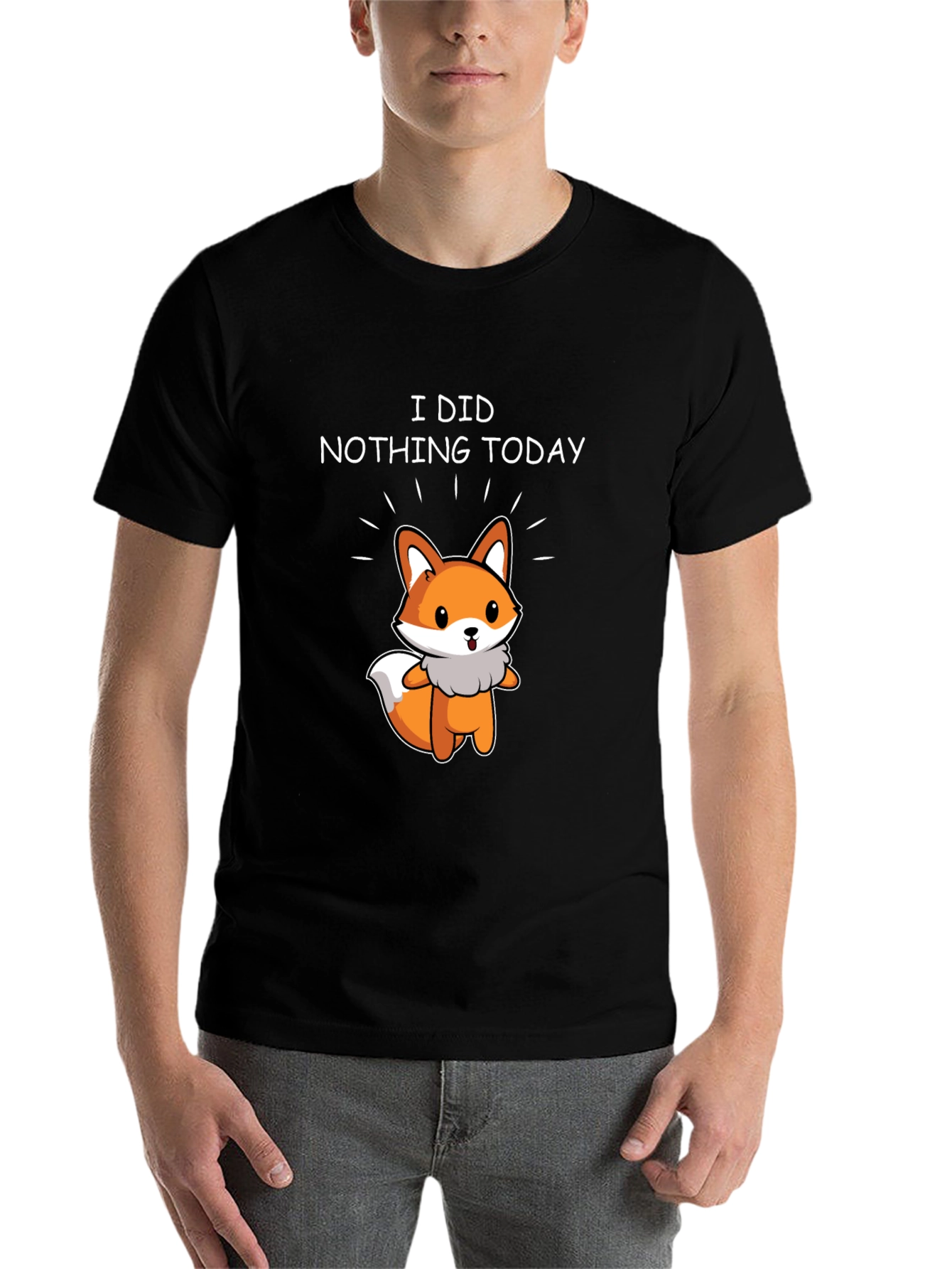 Black I Did Nothing Today Fox T-Shirt - Relax & Enjoy! view 7