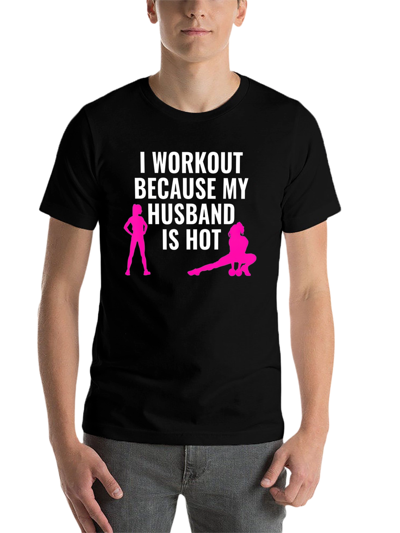 Black Workout Because My Husband is Hot T-Shirt view 7