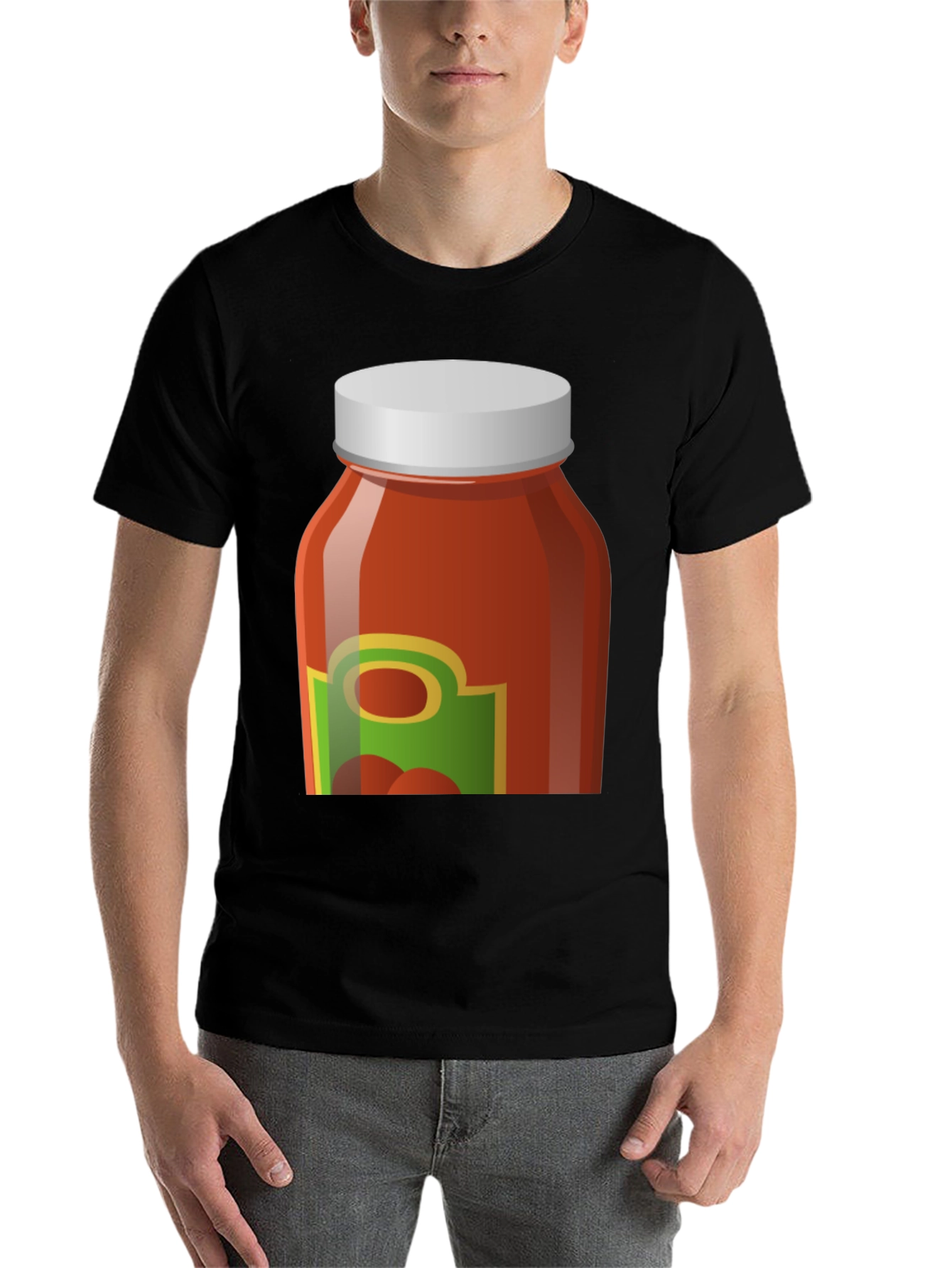 Black Tomato Sauce Jar Graphic Tee - Novelty T-Shirt view 7