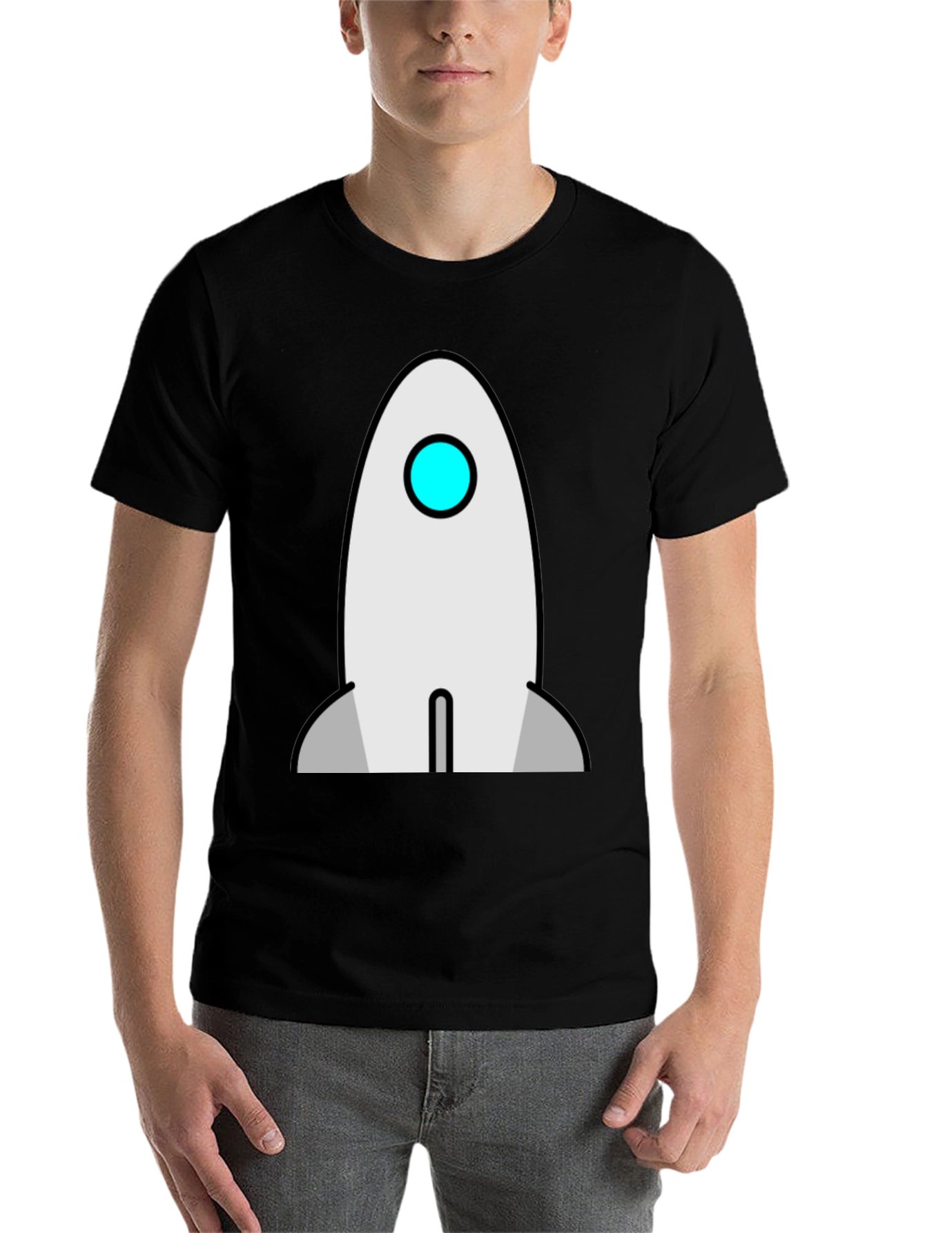 Black Rocket Graphic T-Shirt - Black Cotton Crew Neck Tee view 7