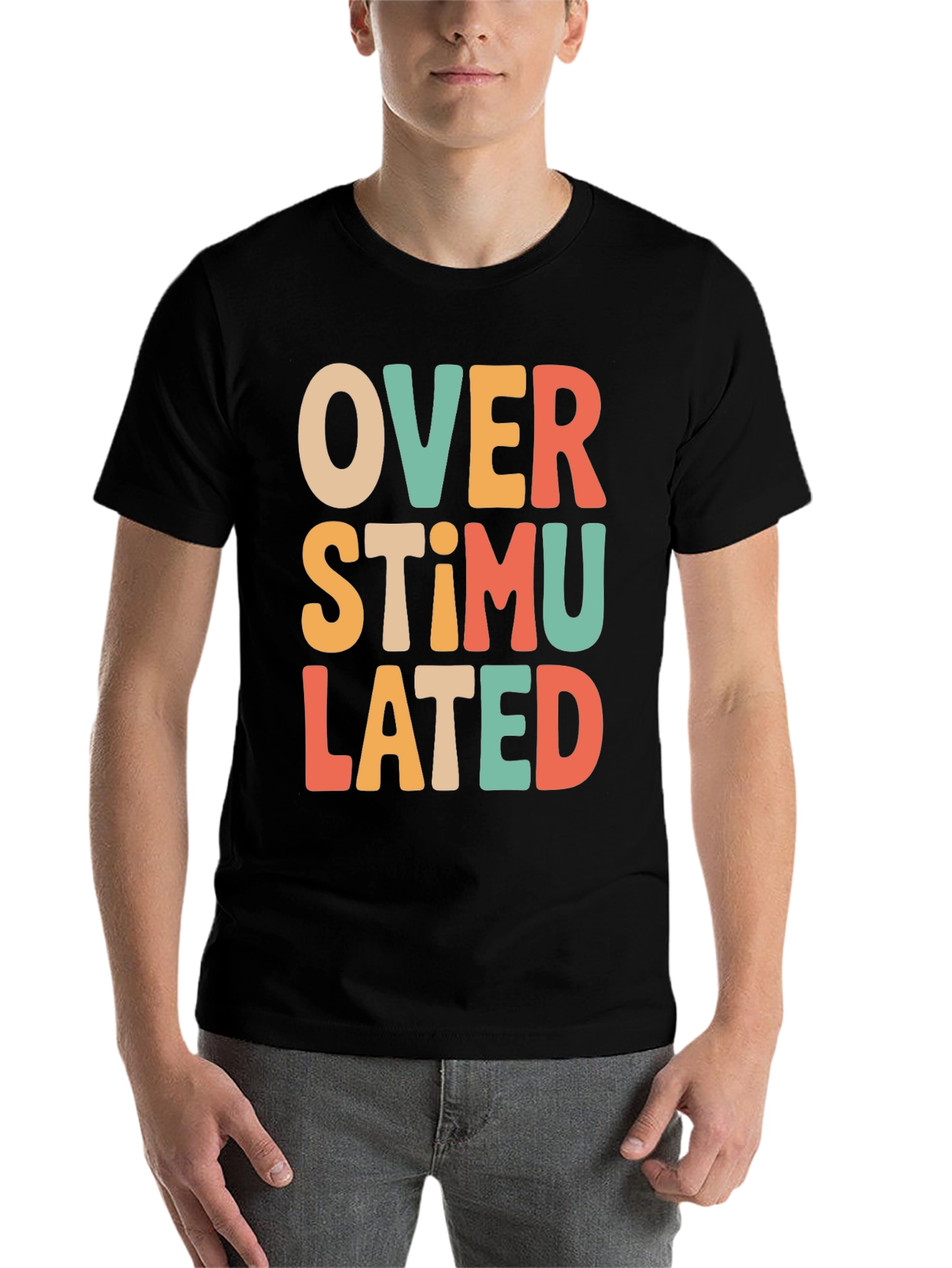 Black Overstimulated Retro T-Shirt - Comfort & Style view 7