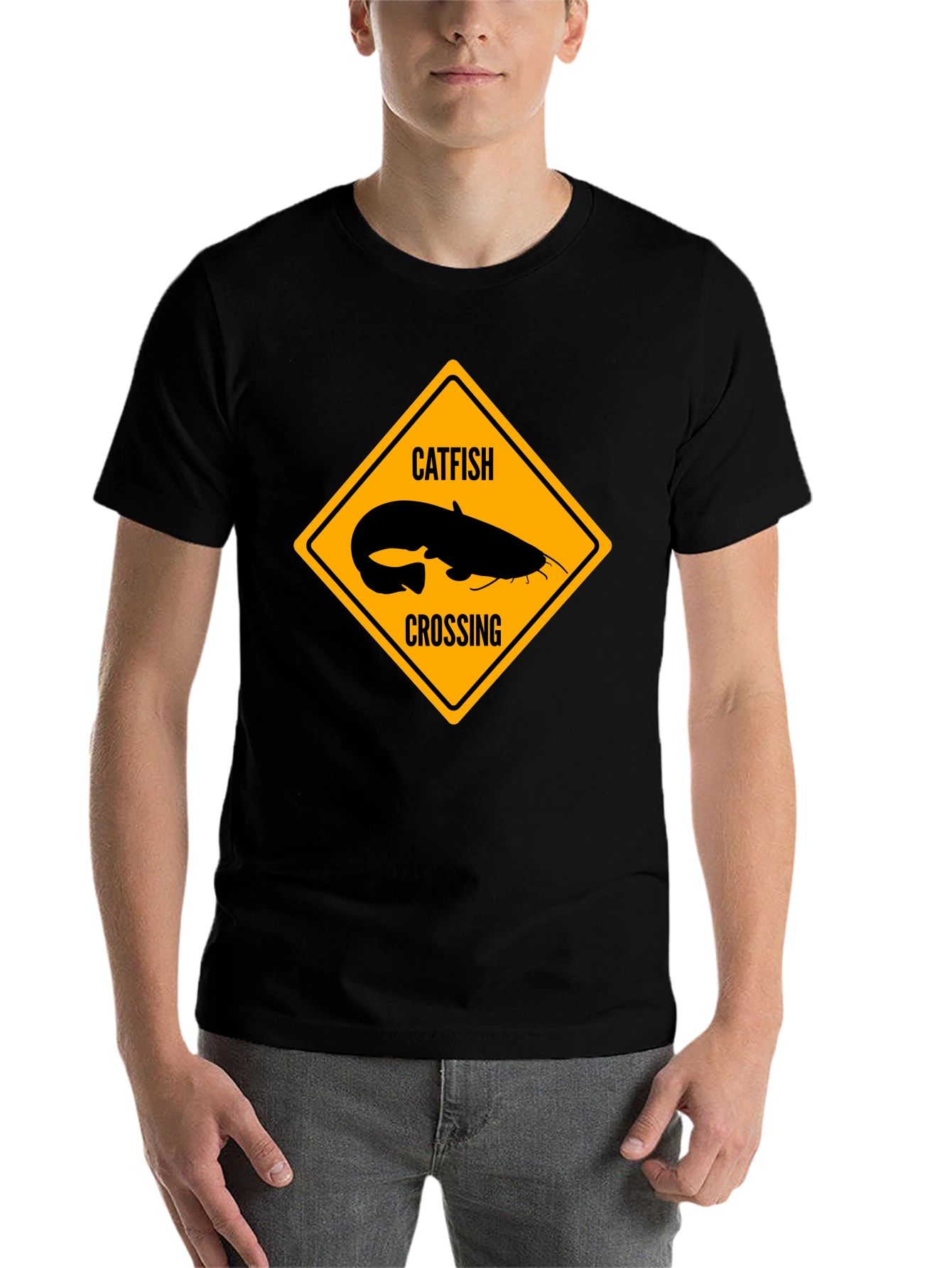 Black Catfish Crossing Graphic T-Shirt - Black view 7