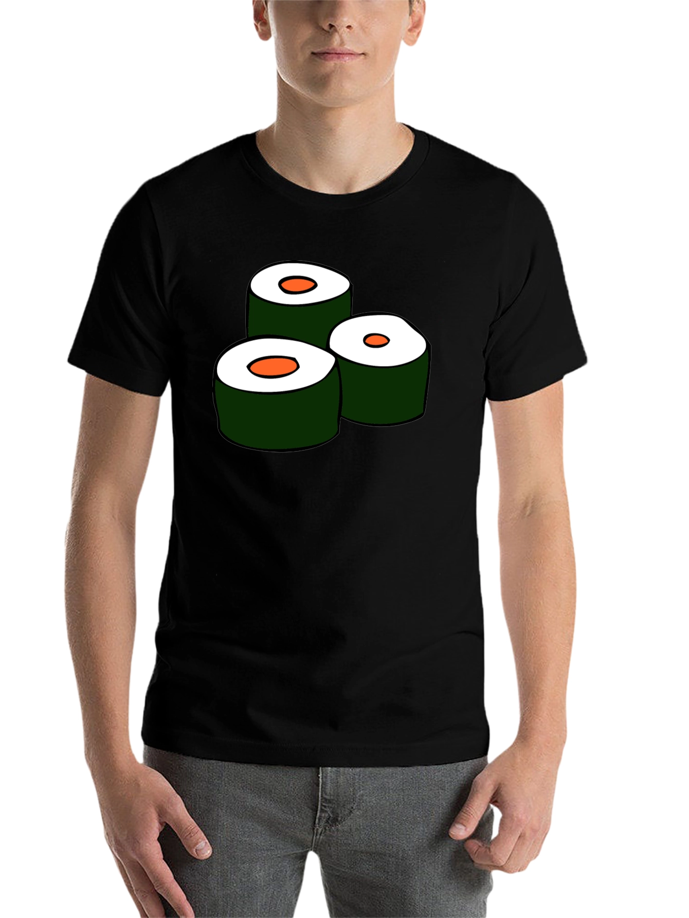 Black Sushi Roll Graphic Tee - Unique Foodie T-Shirt view 7
