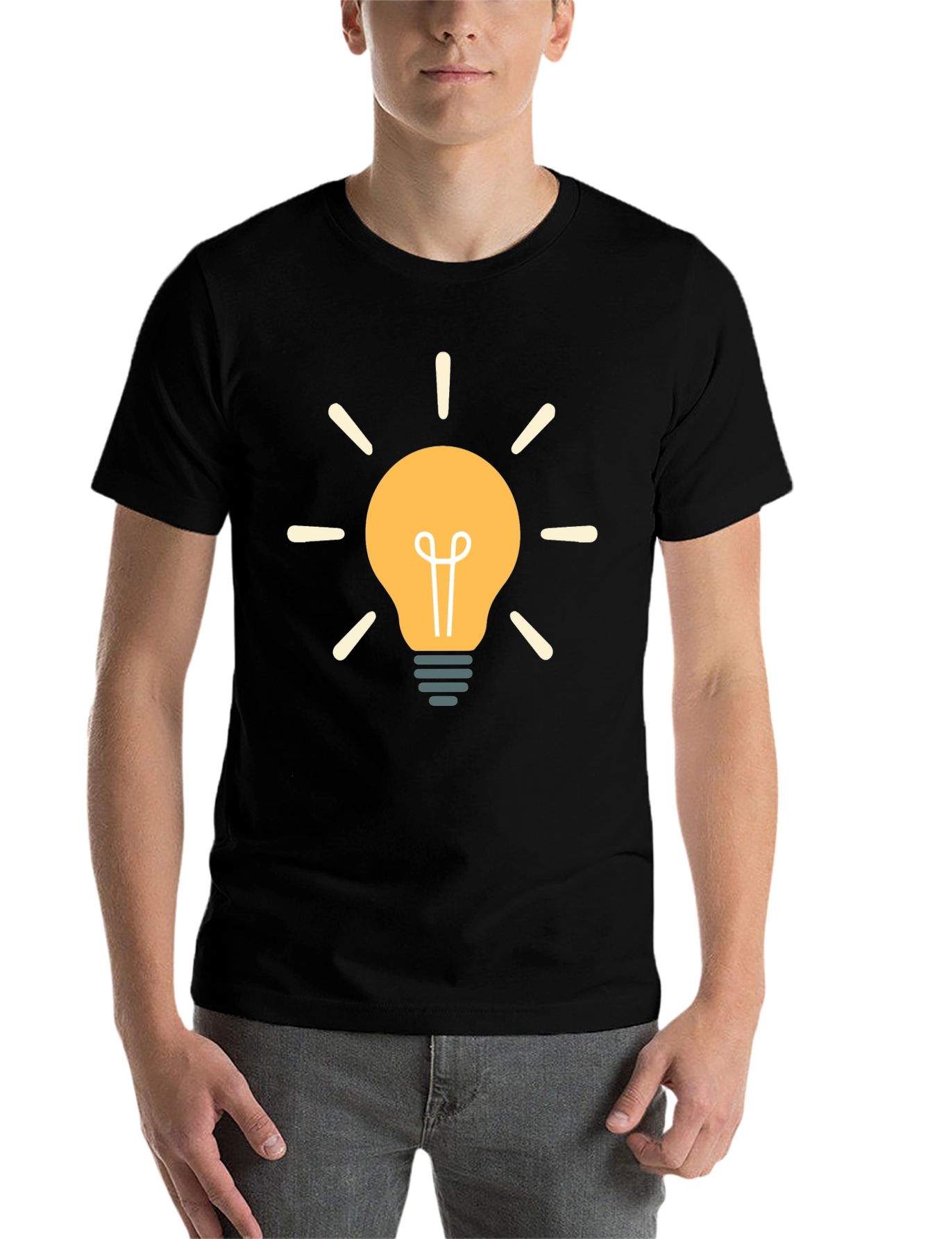 Black Creative Idea Lightbulb Graphic Black T-Shirt view 7