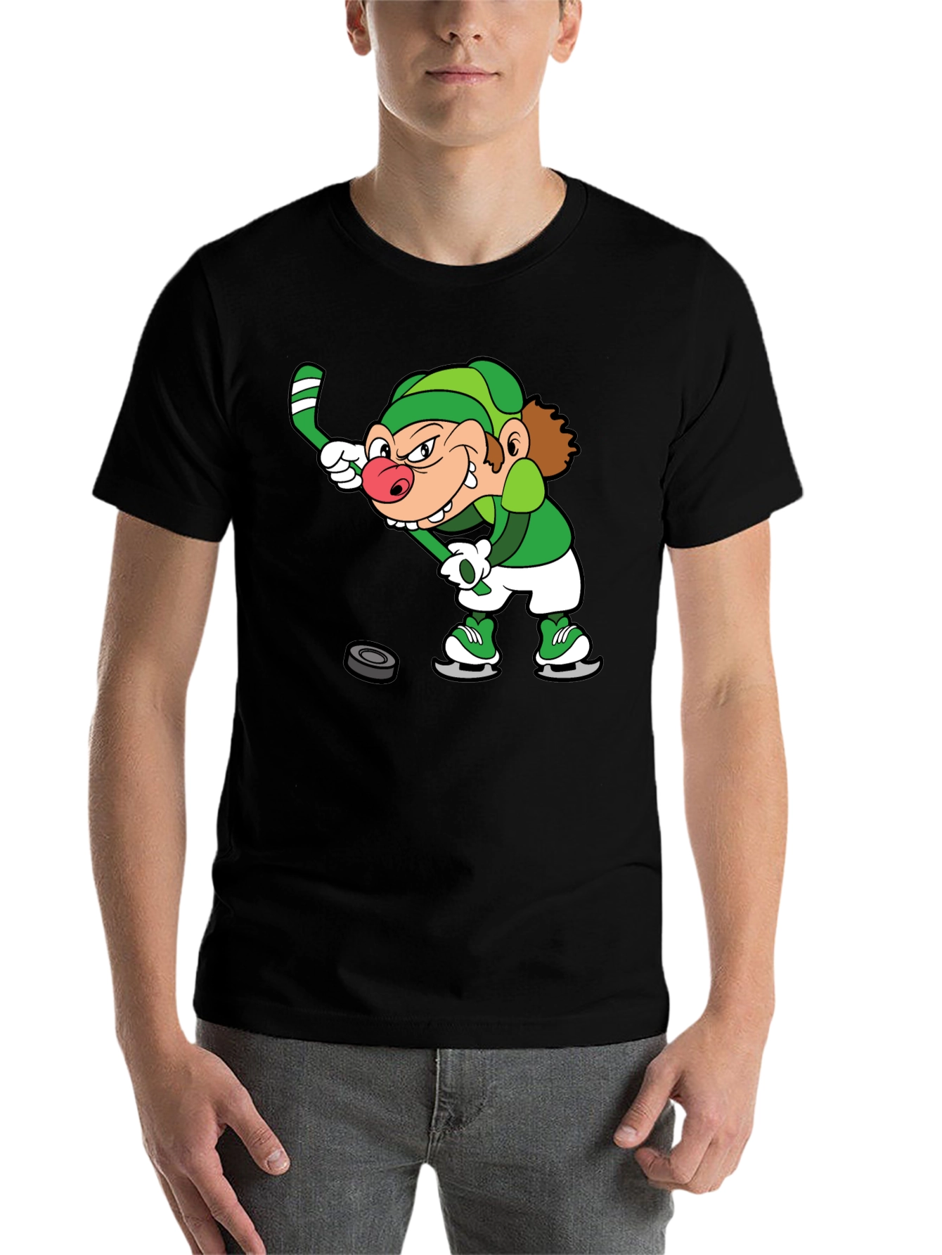 Black Leprechaun Hockey Black T-Shirt view 7