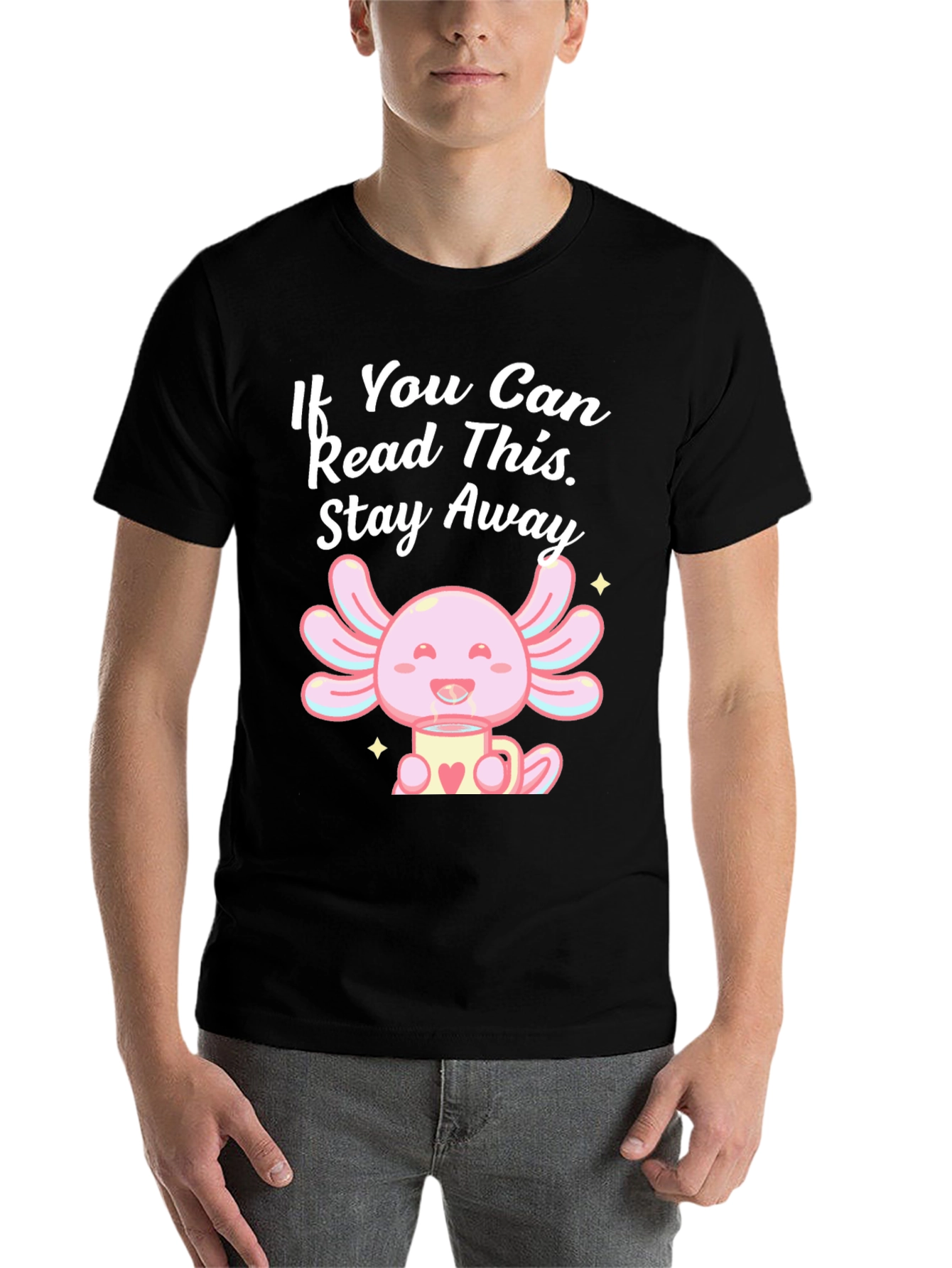 Black Axolotl "Stay Away" Graphic Tee - Black view 7