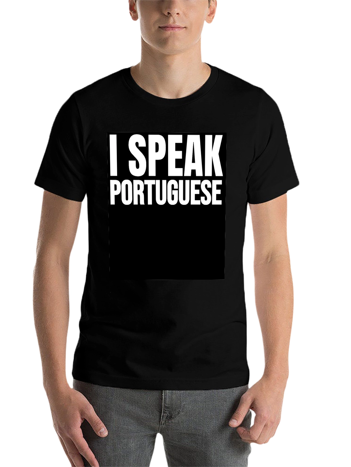 Black I Speak Portuguese Black Graphic Tee view 7