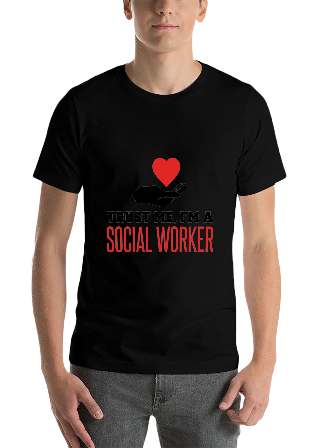 Black Trust Me I'm A Social Worker T-Shirt view 7