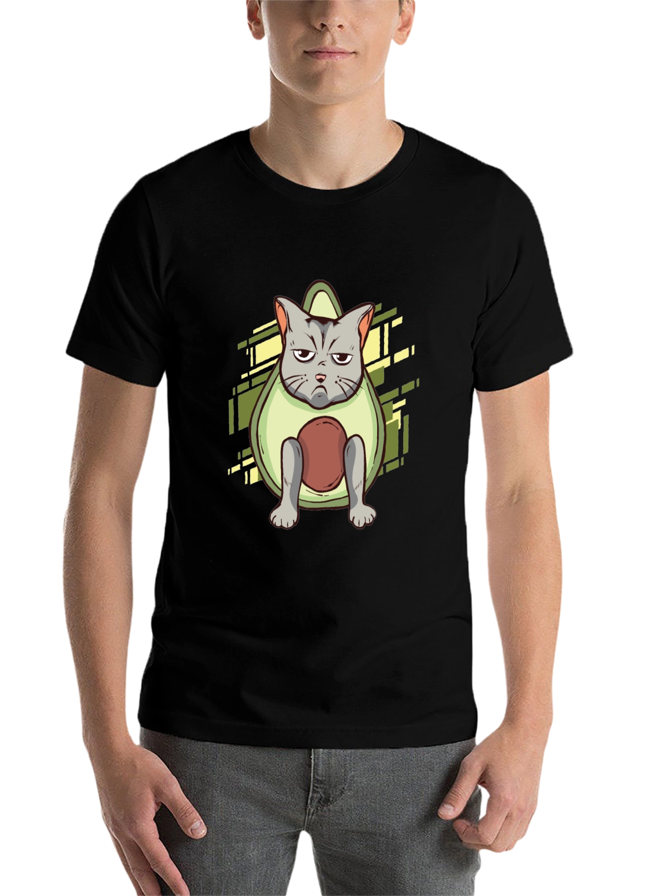 Black Avocado Cat Graphic Tee - Unique Design view 7