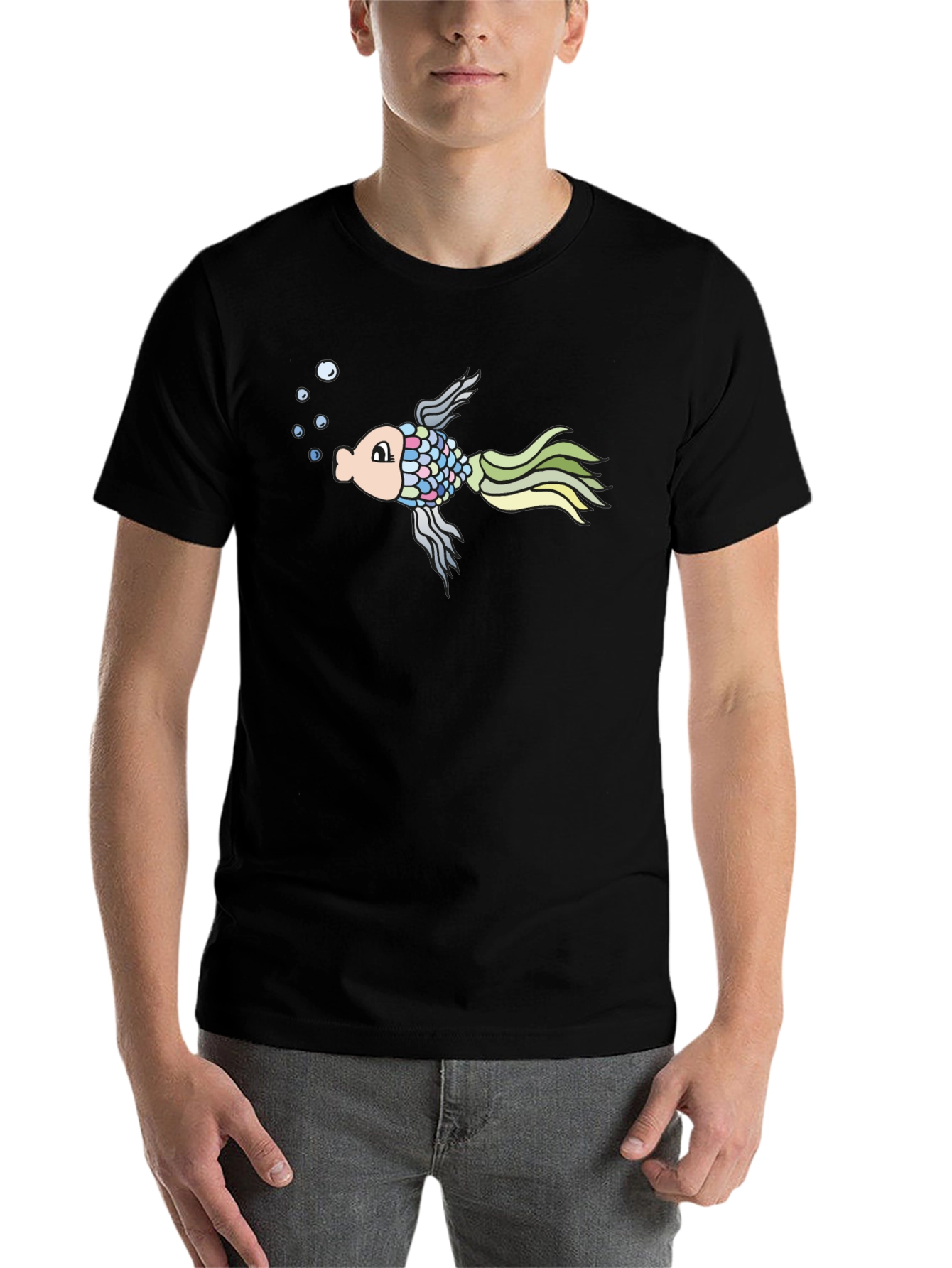 Black Fun Fish Graphic Tee - Men's Black T-Shirt view 7