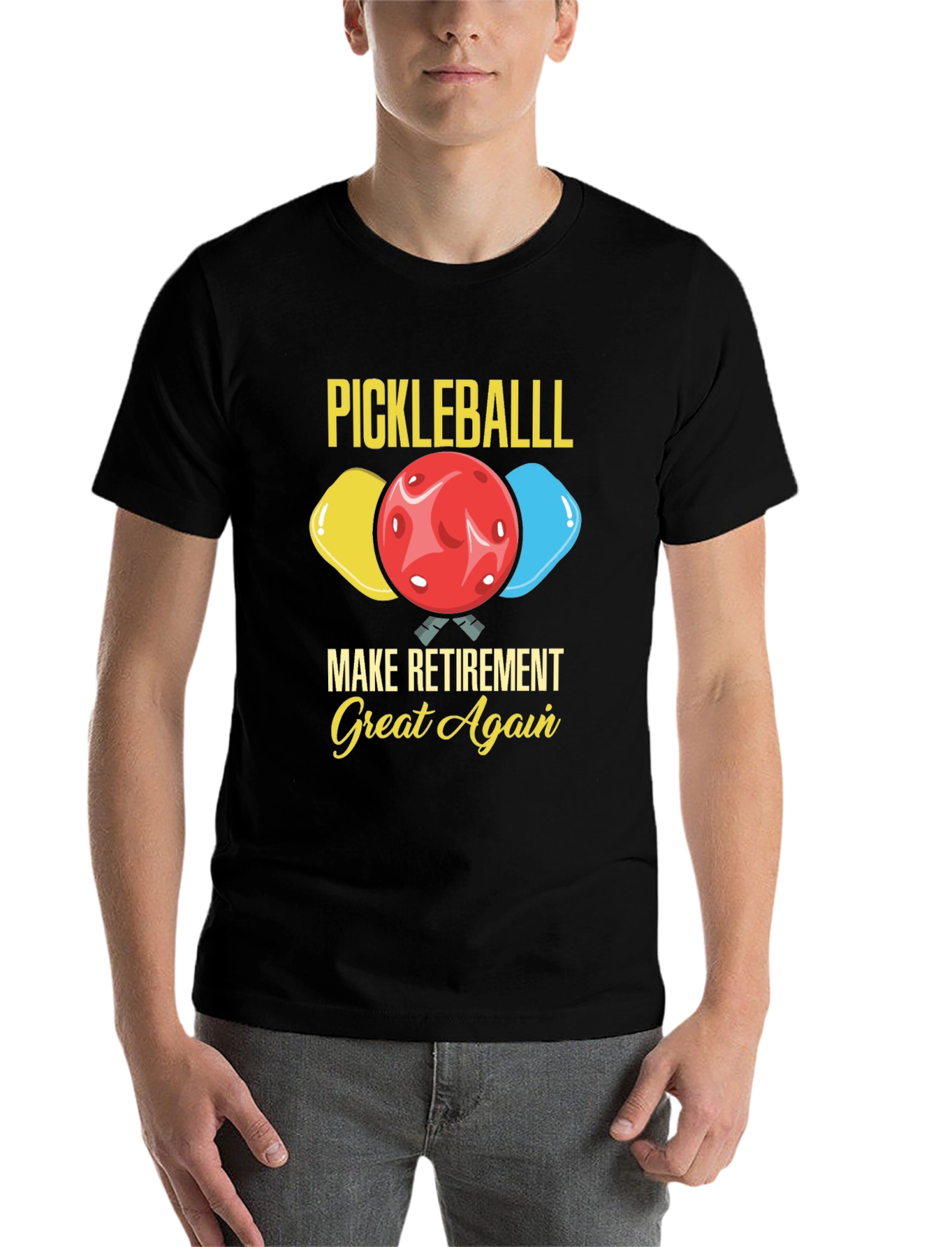 Black Pickleball Retirement T-Shirt view 7