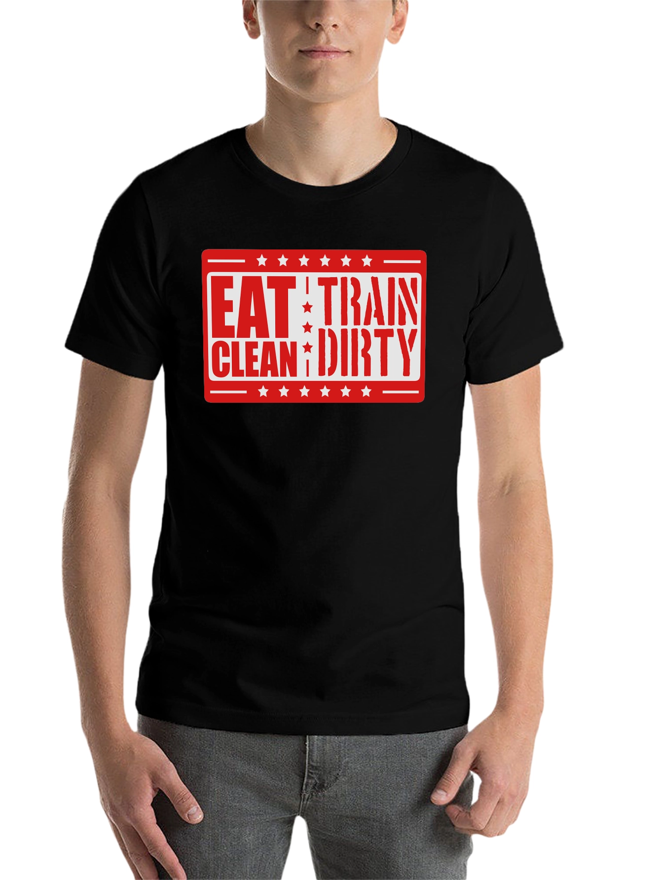 Black Eat Train Clean Dirty T-Shirt - Workout Fitness view 7