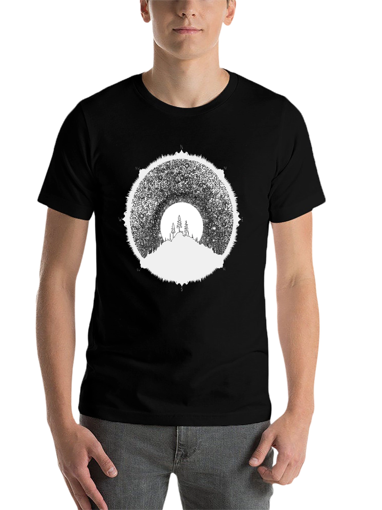 Black Stargazer Mountain Tee - Black Graphic T-Shirt view 7