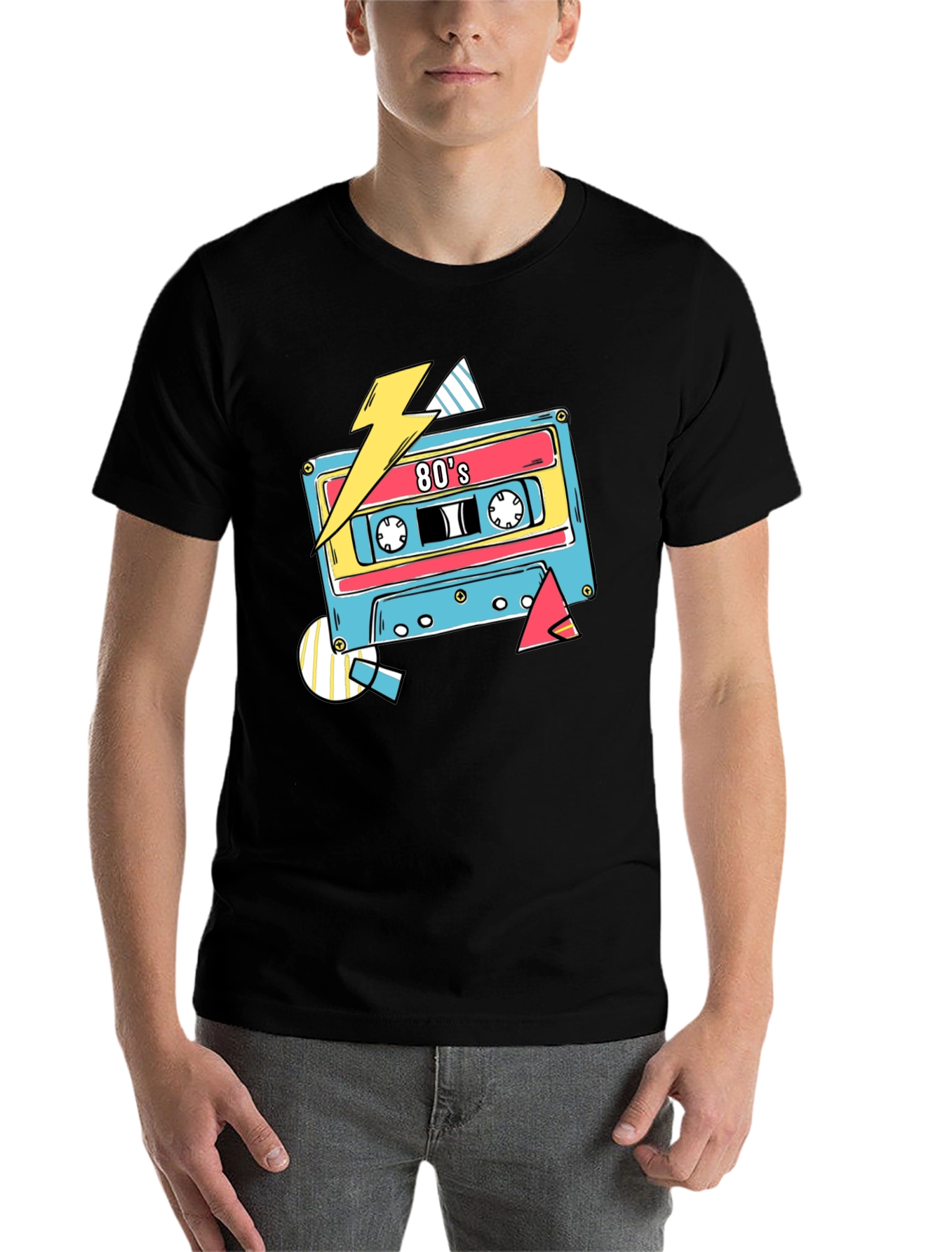Black Retro 80's Cassette Tape Graphic T-Shirt view 7