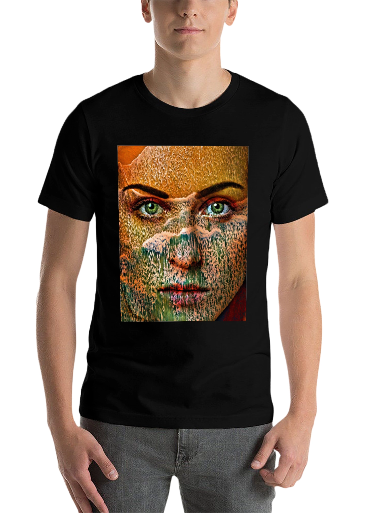 Black Abstract Woman Graphic Print Black T-Shirt view 7