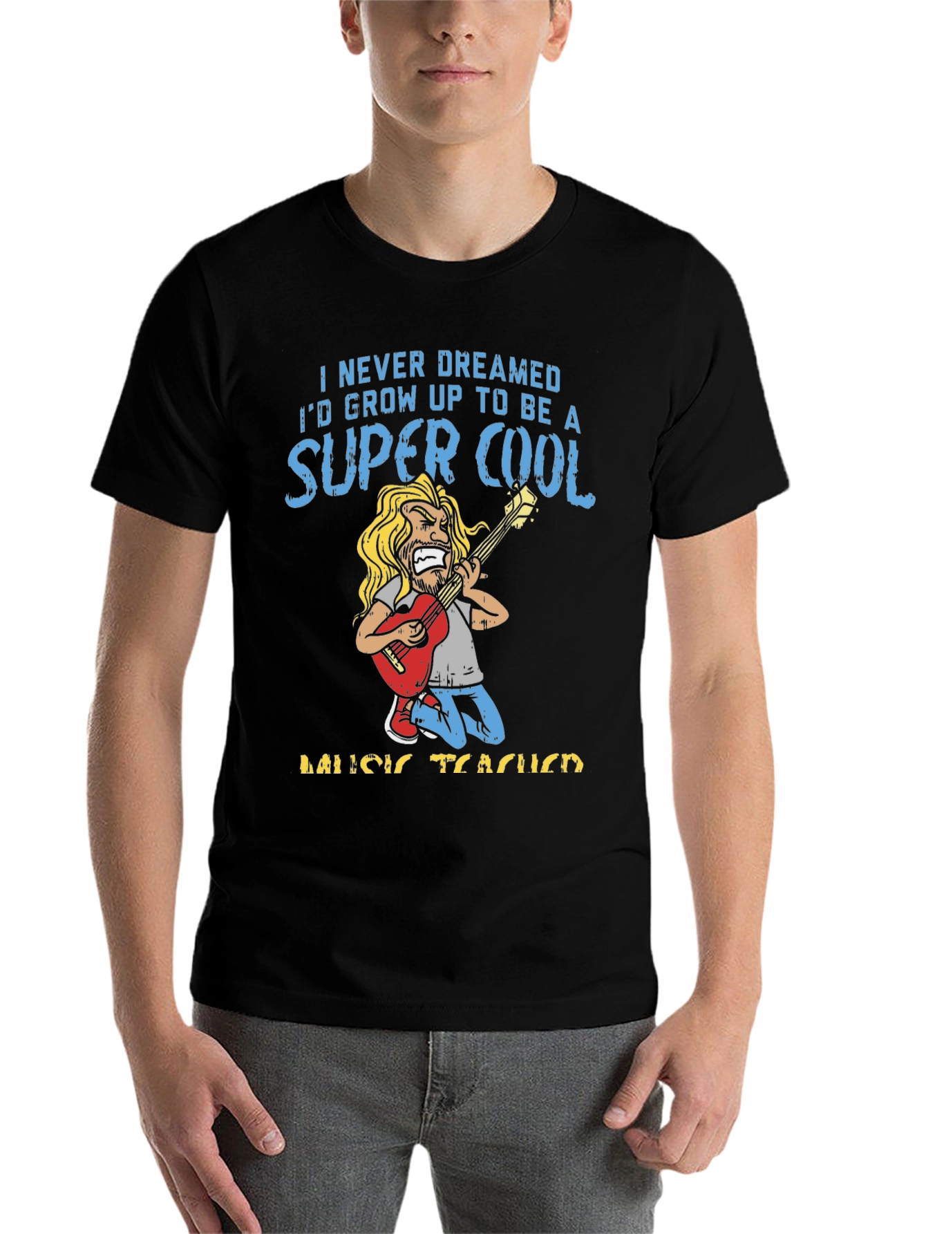Black Super Cool Music Teacher T-Shirt view 7