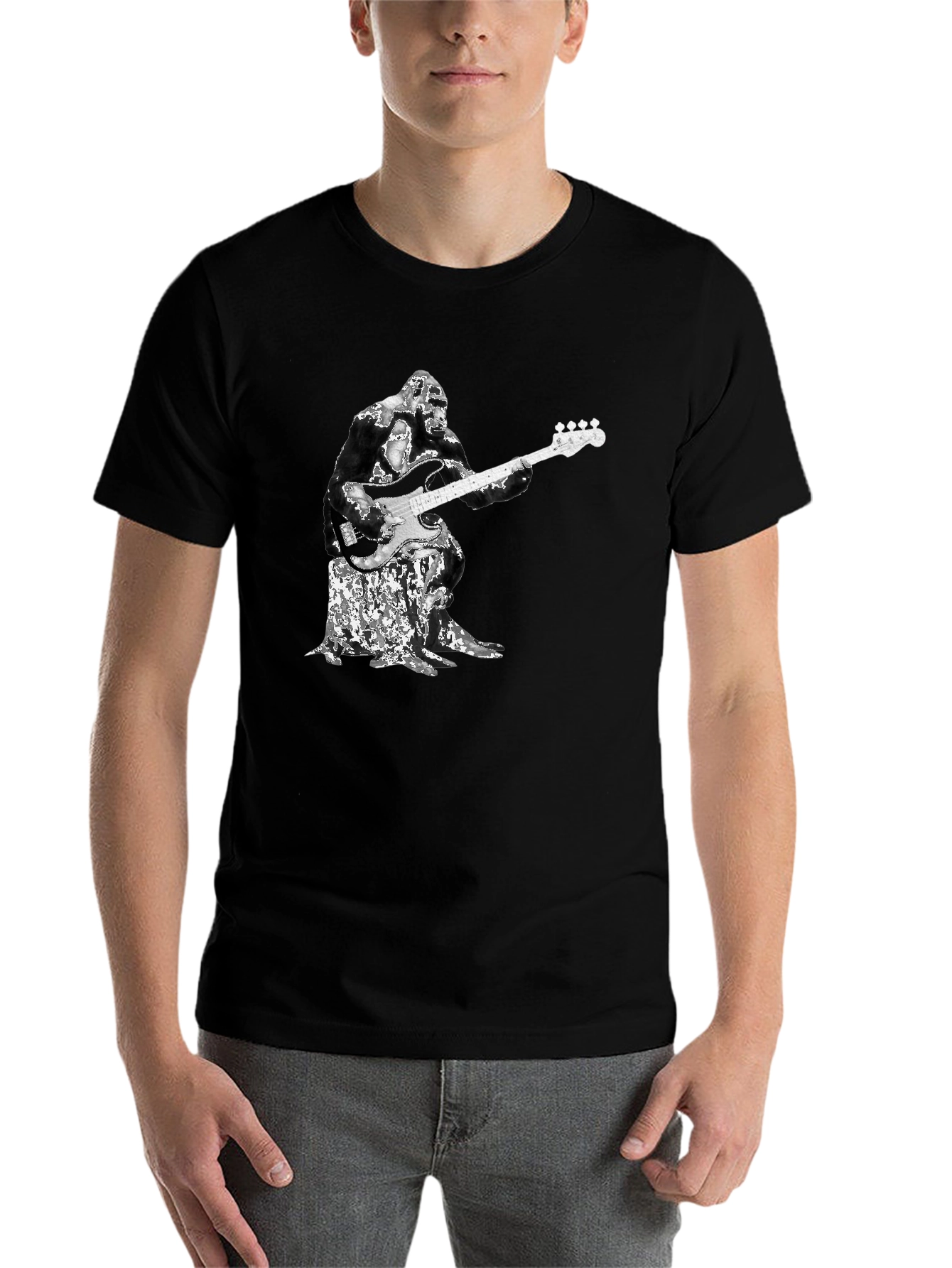 Black Gorilla Bass Player Graphic T-Shirt view 7