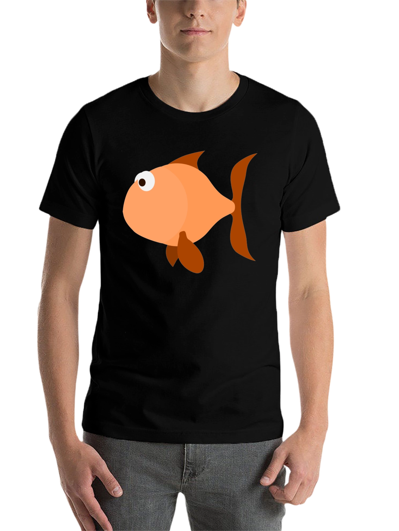 Black Funny Fish Graphic T-Shirt - Black Cotton Blend view 7