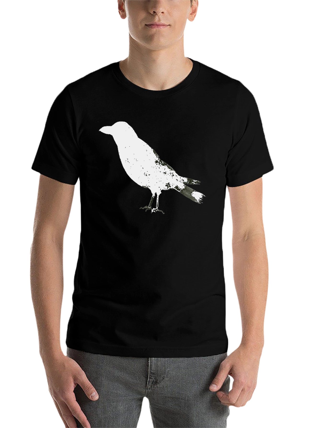 Black Raven Graphic Tee - Black Cotton T-Shirt view 7