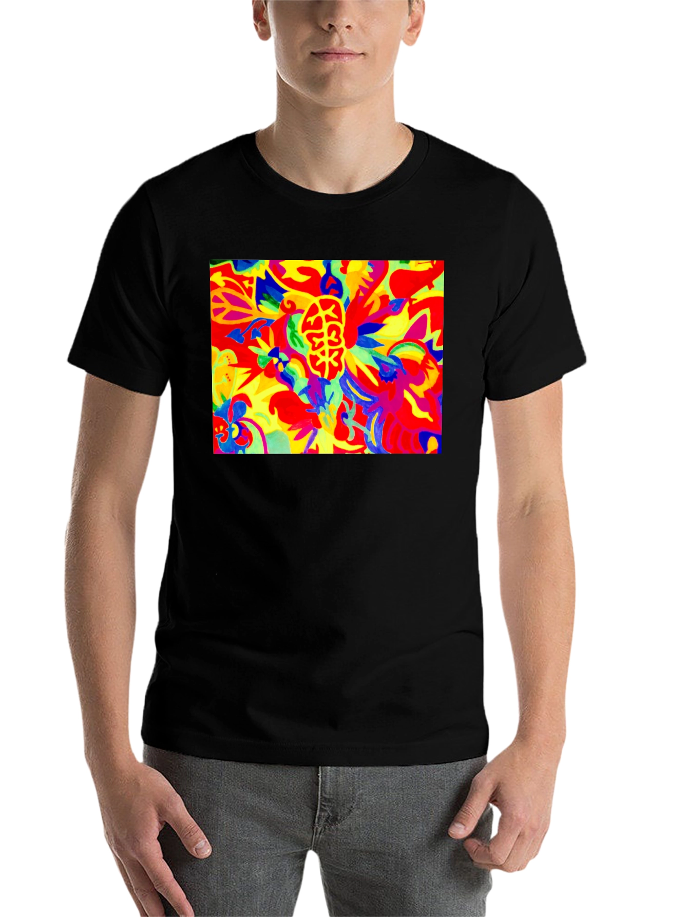 Black Psychedelic Brain Art Black T-Shirt view 7
