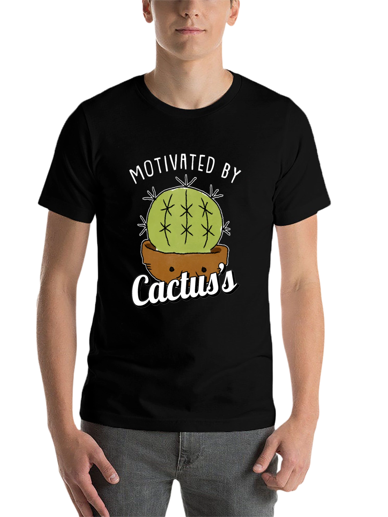 Black Motivated By Cactus's T-Shirt - Funny Plant Lover Tee view 7
