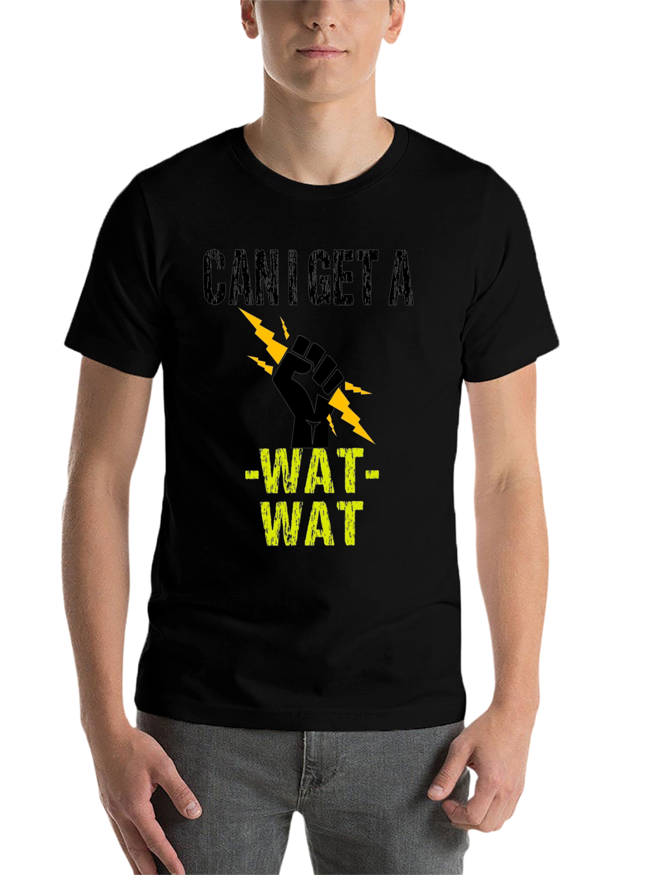Black Can I Get A WAT WAT Black Graphic Tee view 7