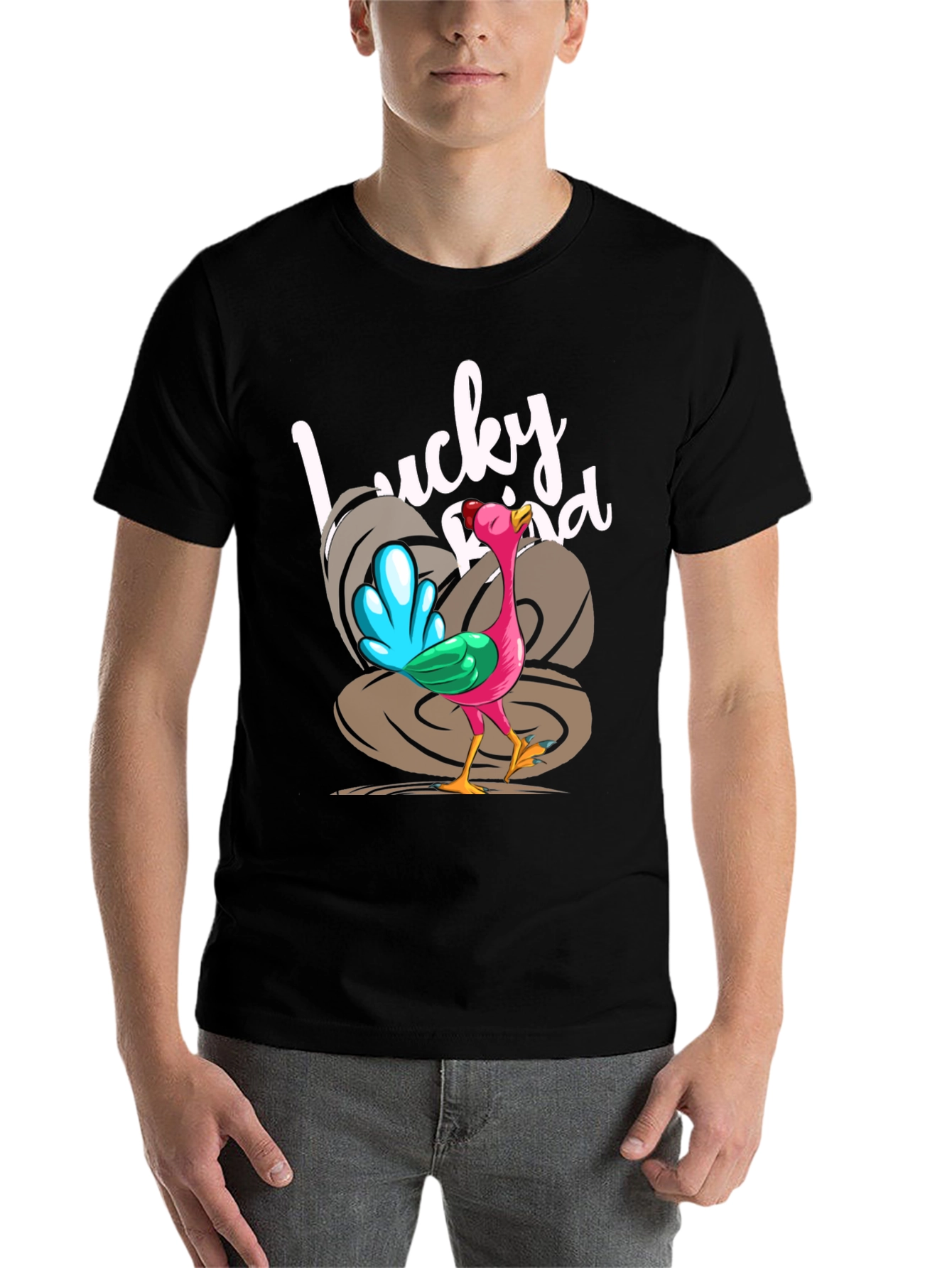 Black Lucky Bird Graphic Tee - Thanksgiving Humor view 7