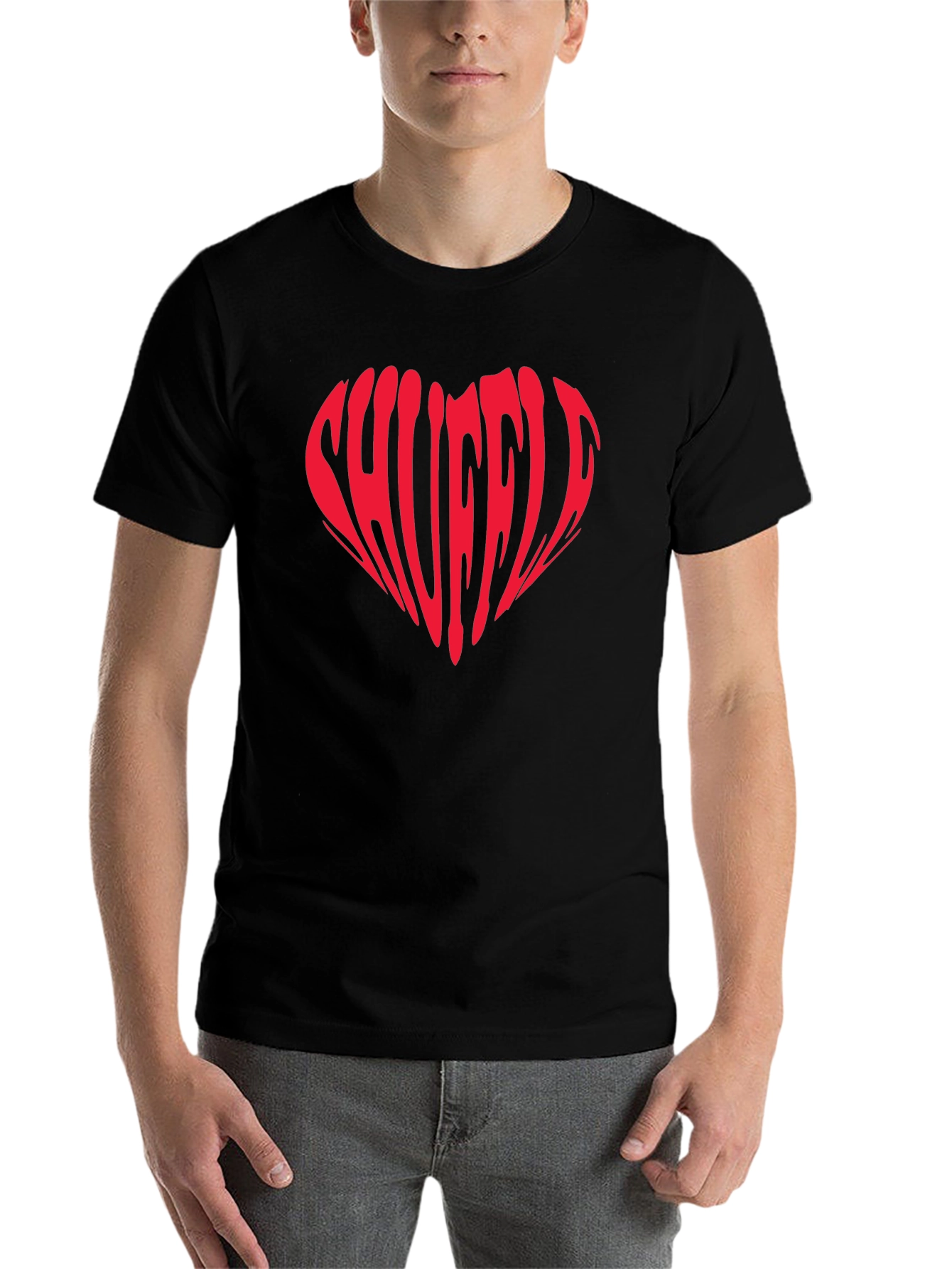 Black Shuffle Heart Graphic T-Shirt - Trendy Tee view 7